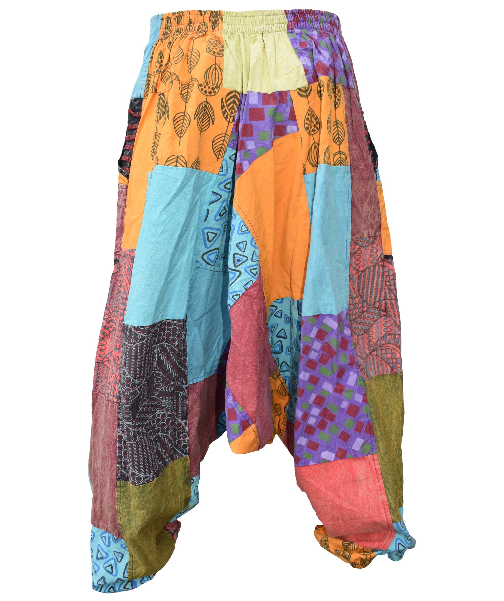 Batik Print Patchwork Harem Pants-5232
