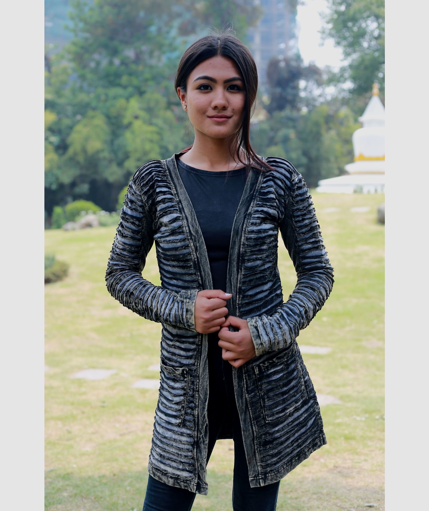 Black Slashed Stonewashed Outer-79