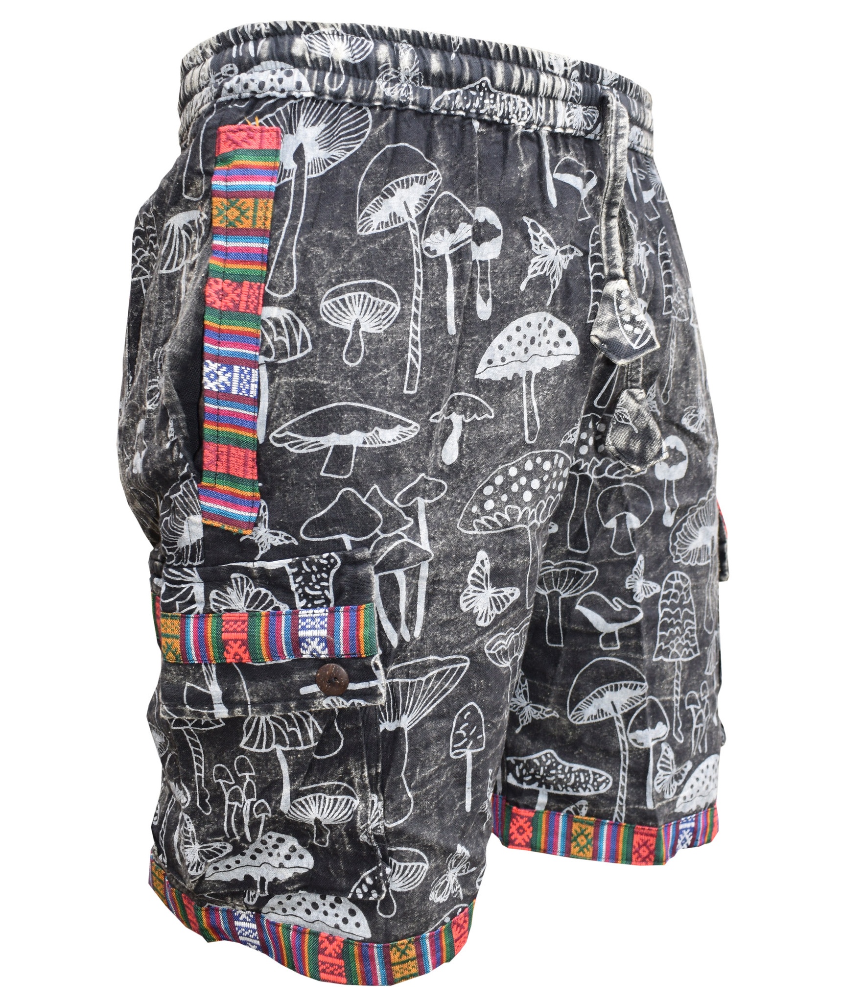 Butterfly Mushroom Print Shorts-5459
