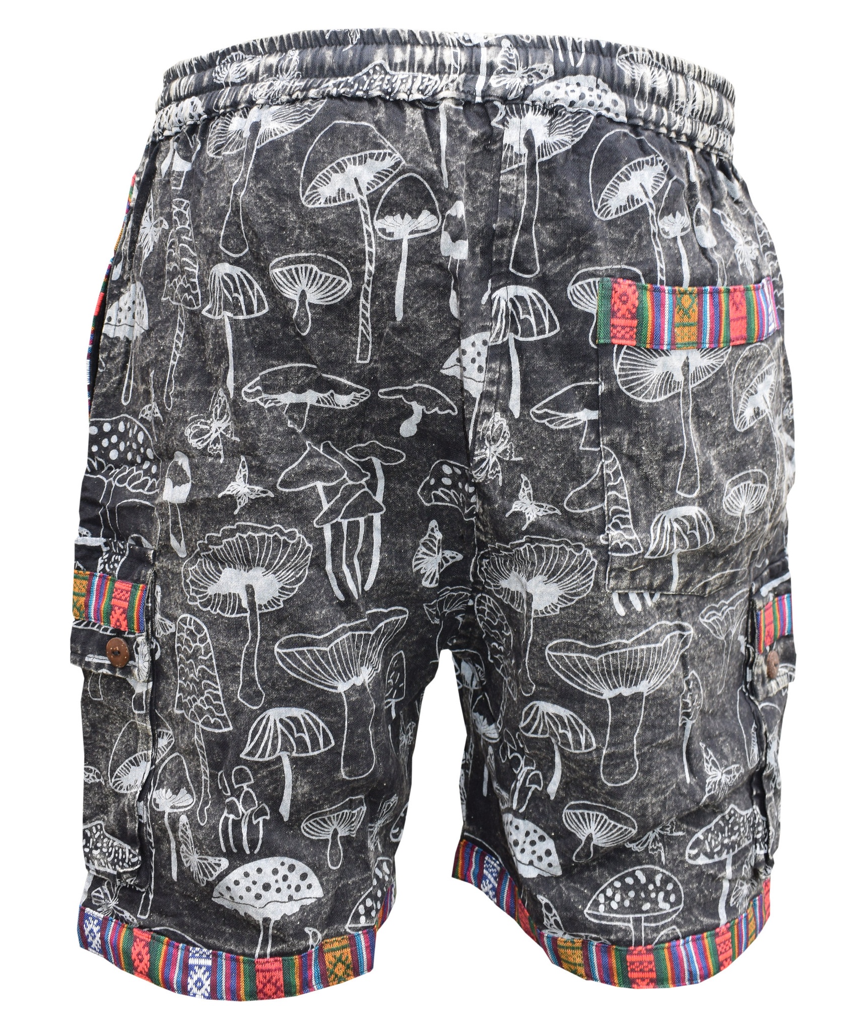 Butterfly Mushroom Print Shorts-5460