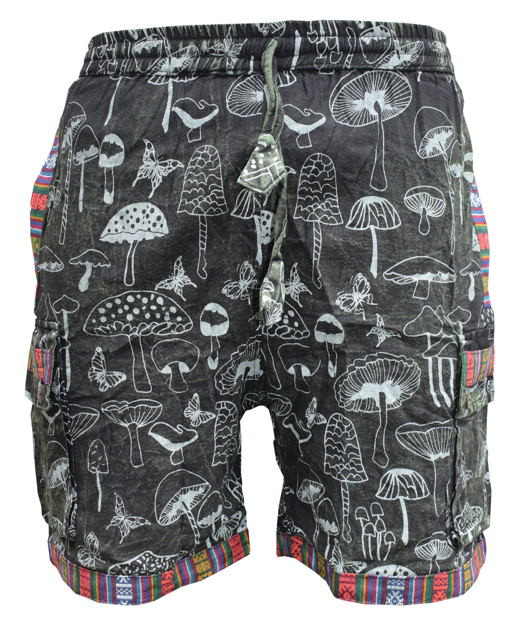 Butterfly Mushroom Print Shorts-5461