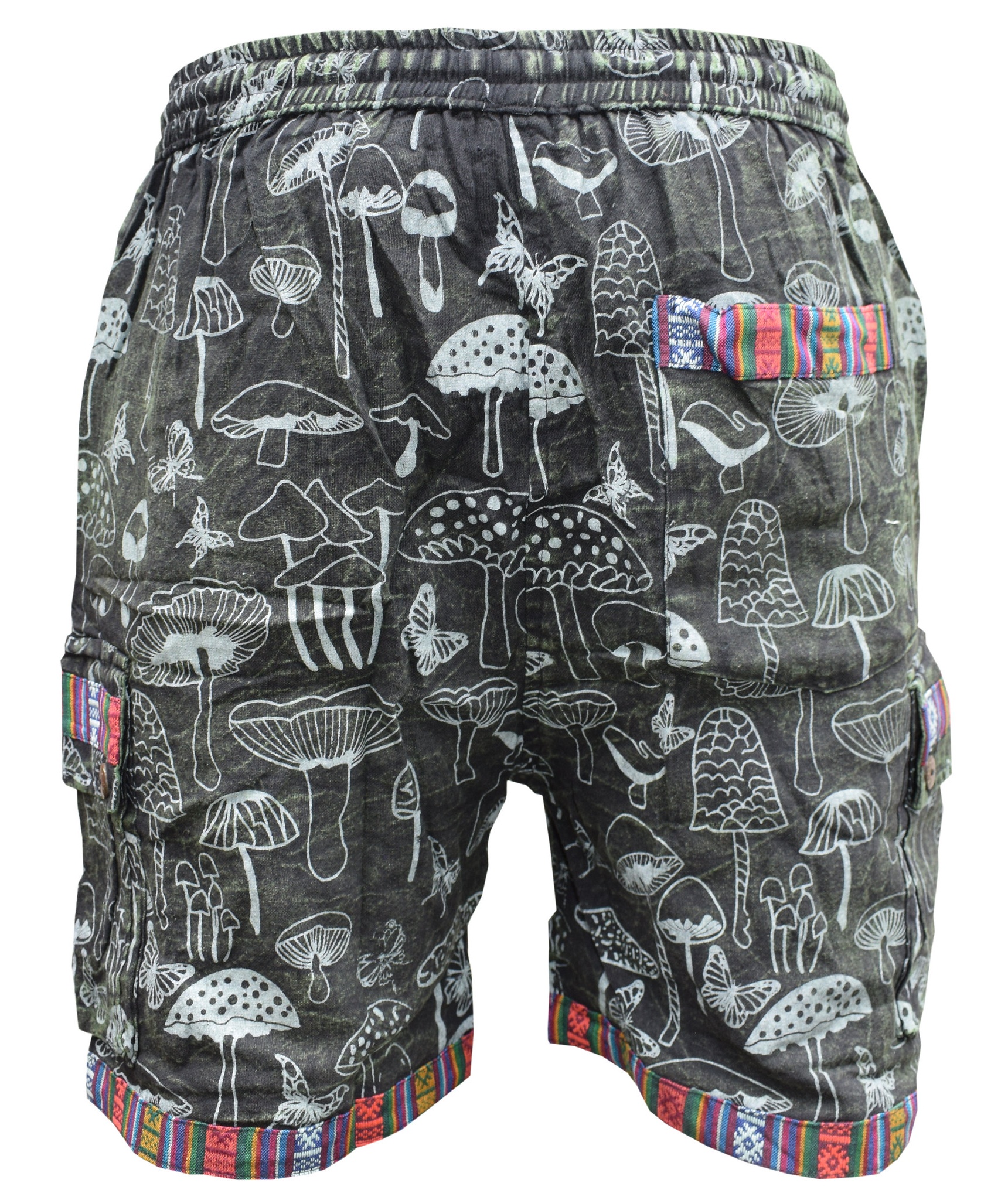 Butterfly Mushroom Print Shorts-5462