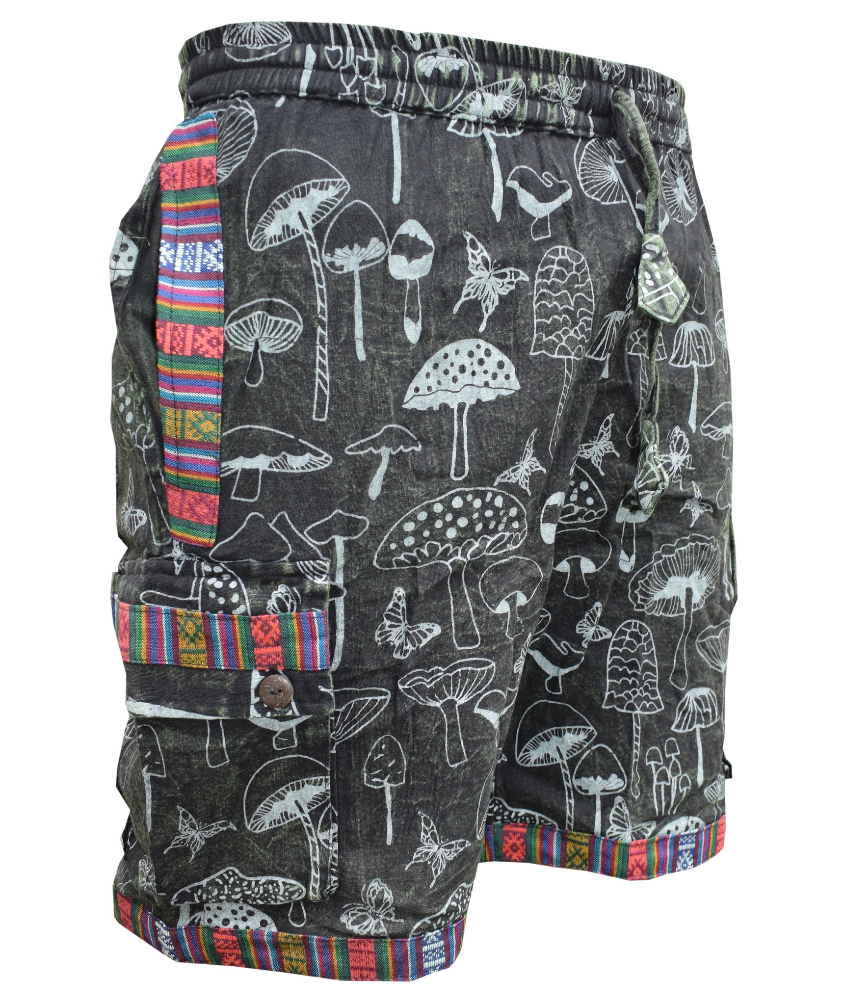 Butterfly Mushroom Print Shorts-5463