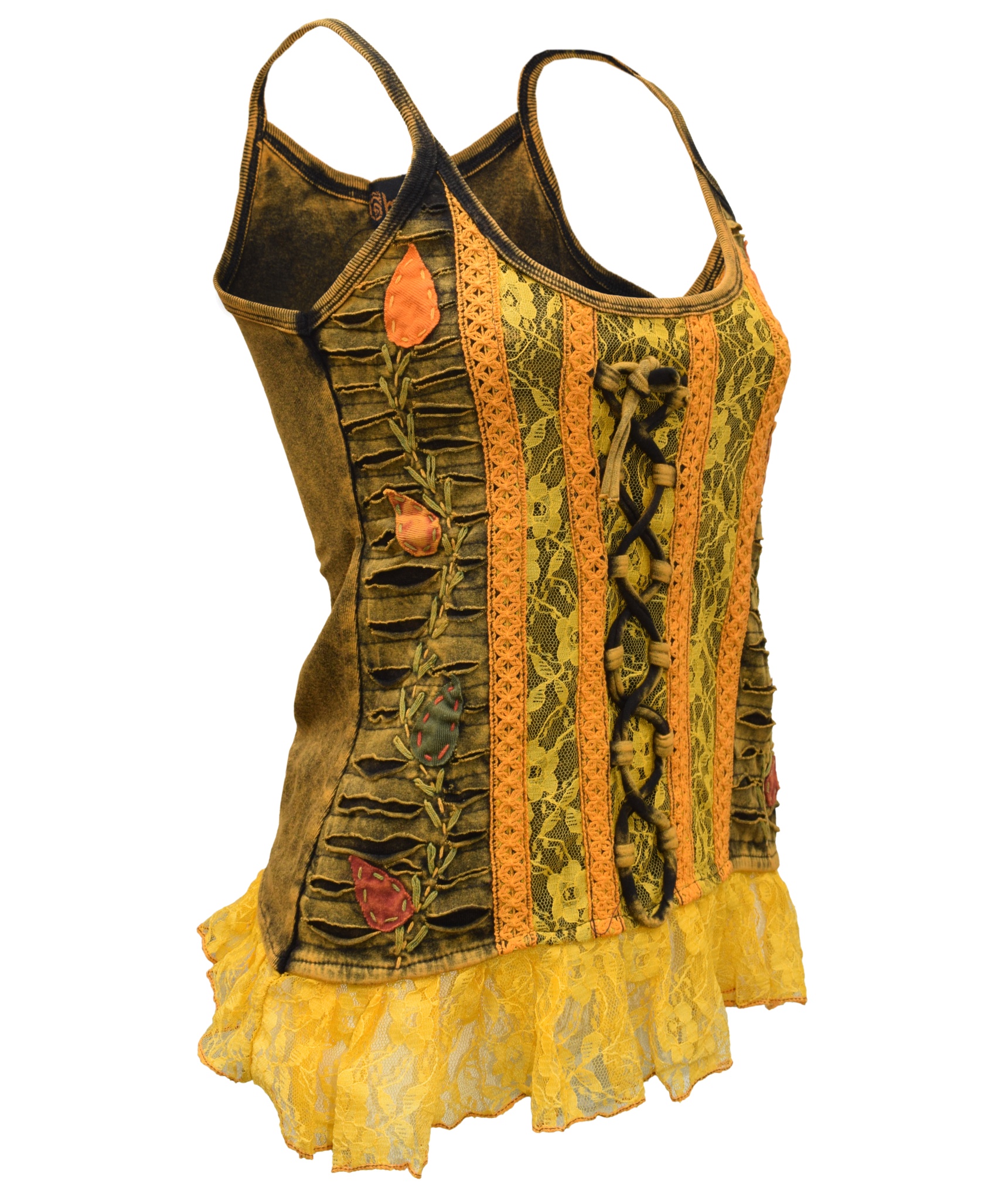Fairycore Lace up Ruffle Tank Top-5482