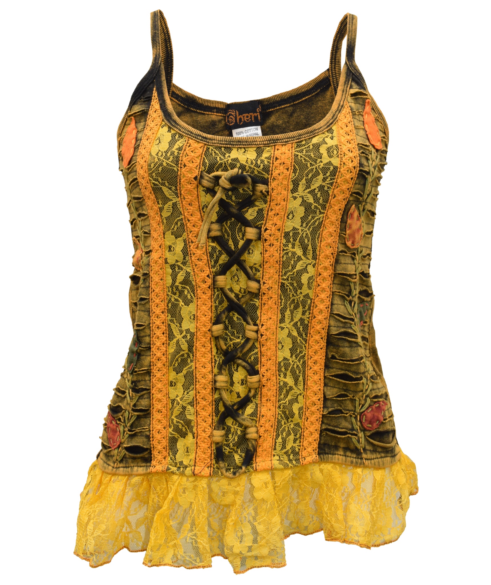 Fairycore Lace up Ruffle Tank Top-5483