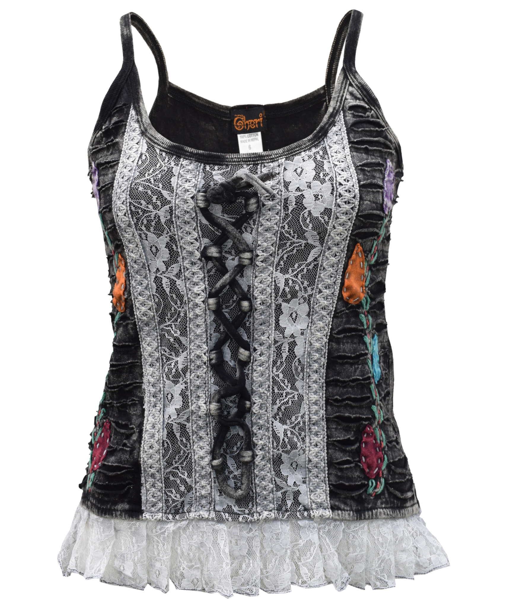 Fairycore Lace up Ruffle Tank Top-5486