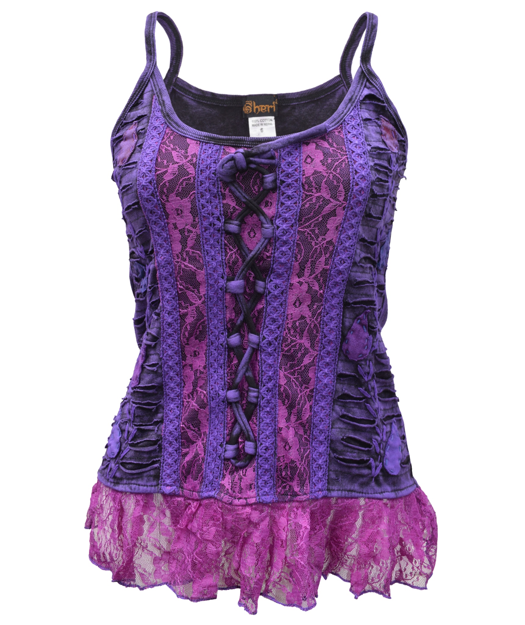 Fairycore Lace up Ruffle Tank Top-5489