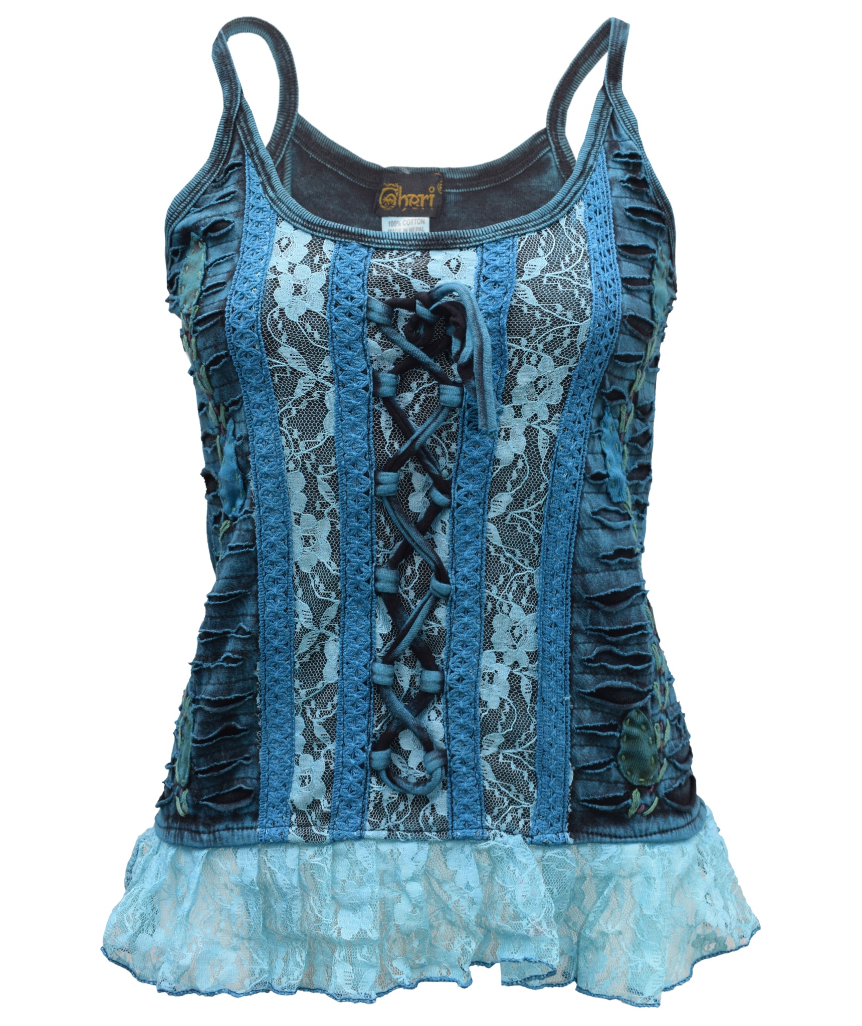 Fairycore Lace up Ruffle Tank Top-5492