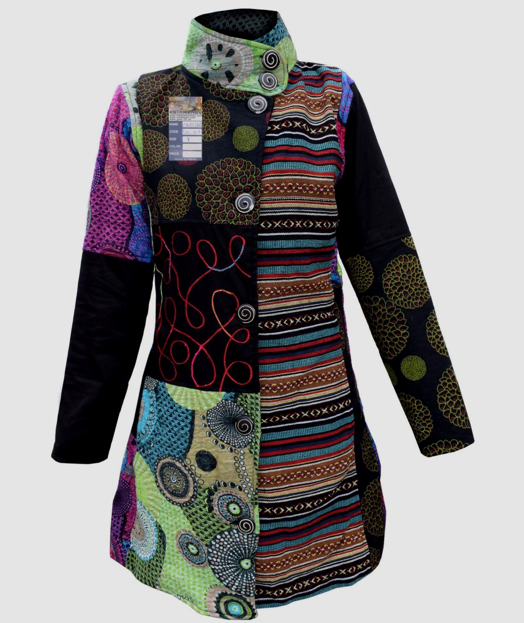 Gheri Cotton Felt Wool Patchwork Longcoat-157