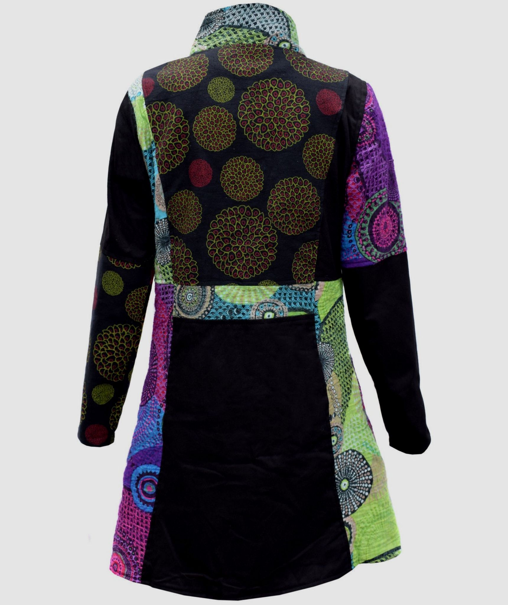 Gheri Cotton Felt Wool Patchwork Longcoat-1030