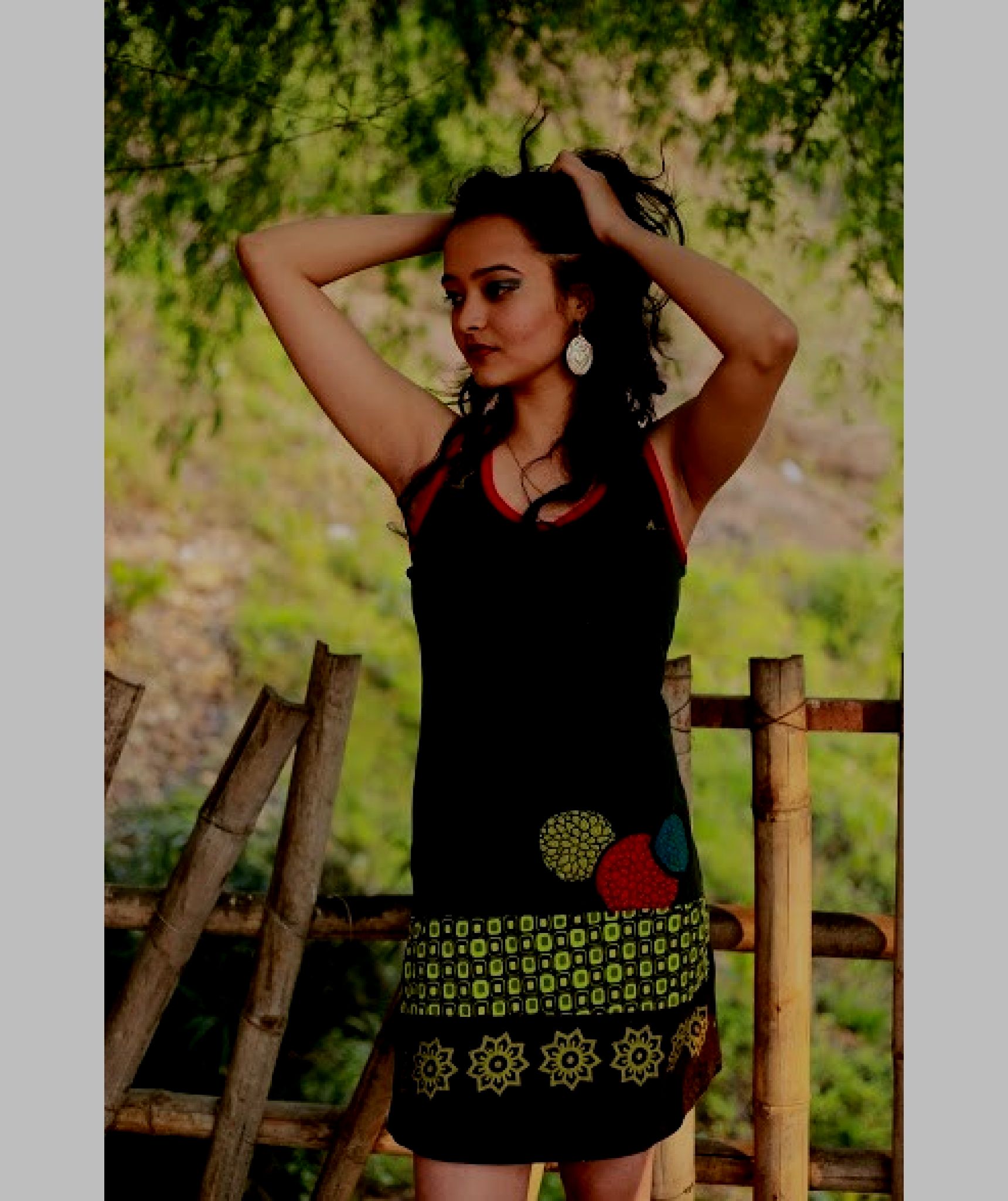 Green Circle Embroidery Dress-1