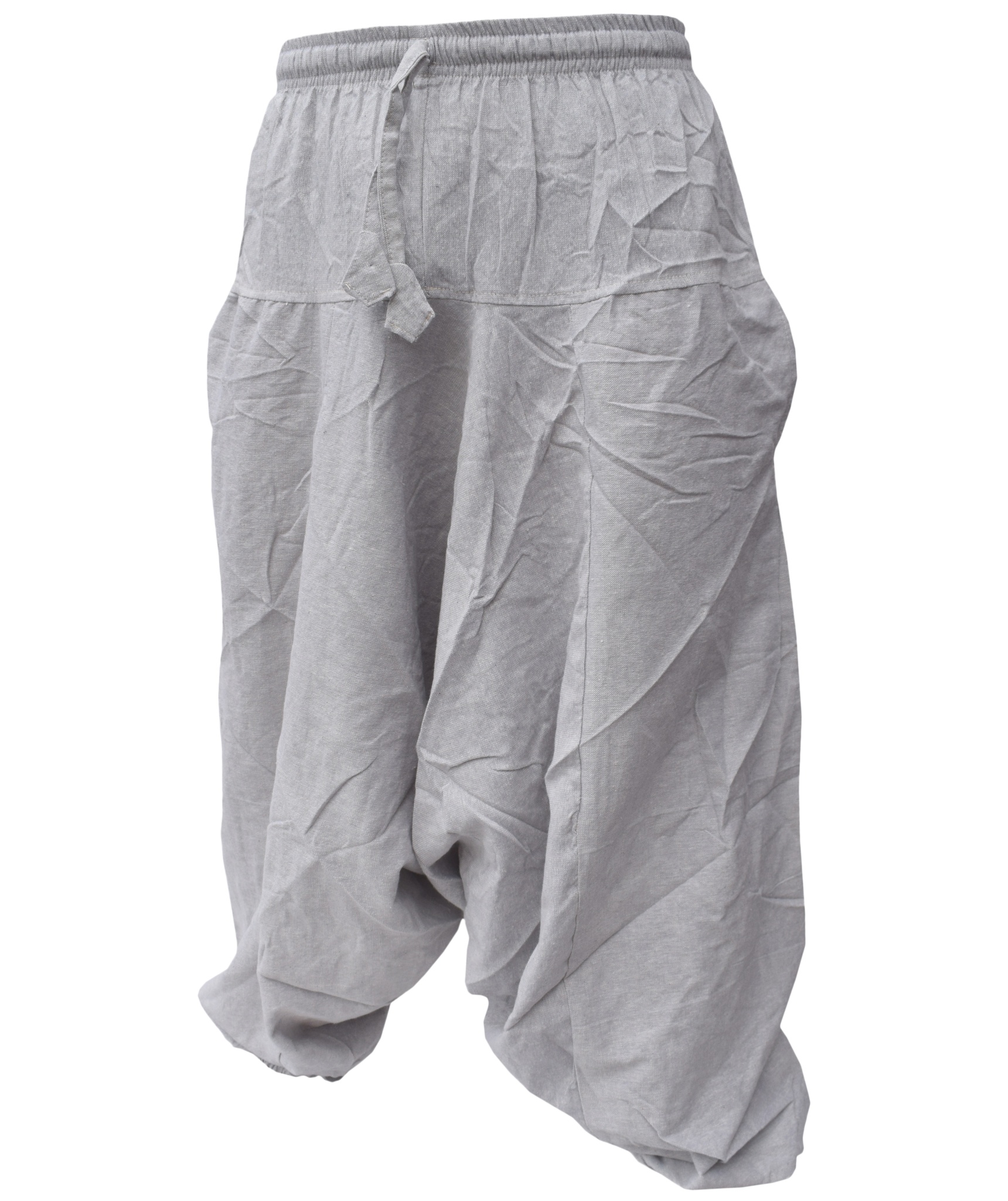 Hemp Cotton Wide Crotch Ninja Harem Pants-3662
