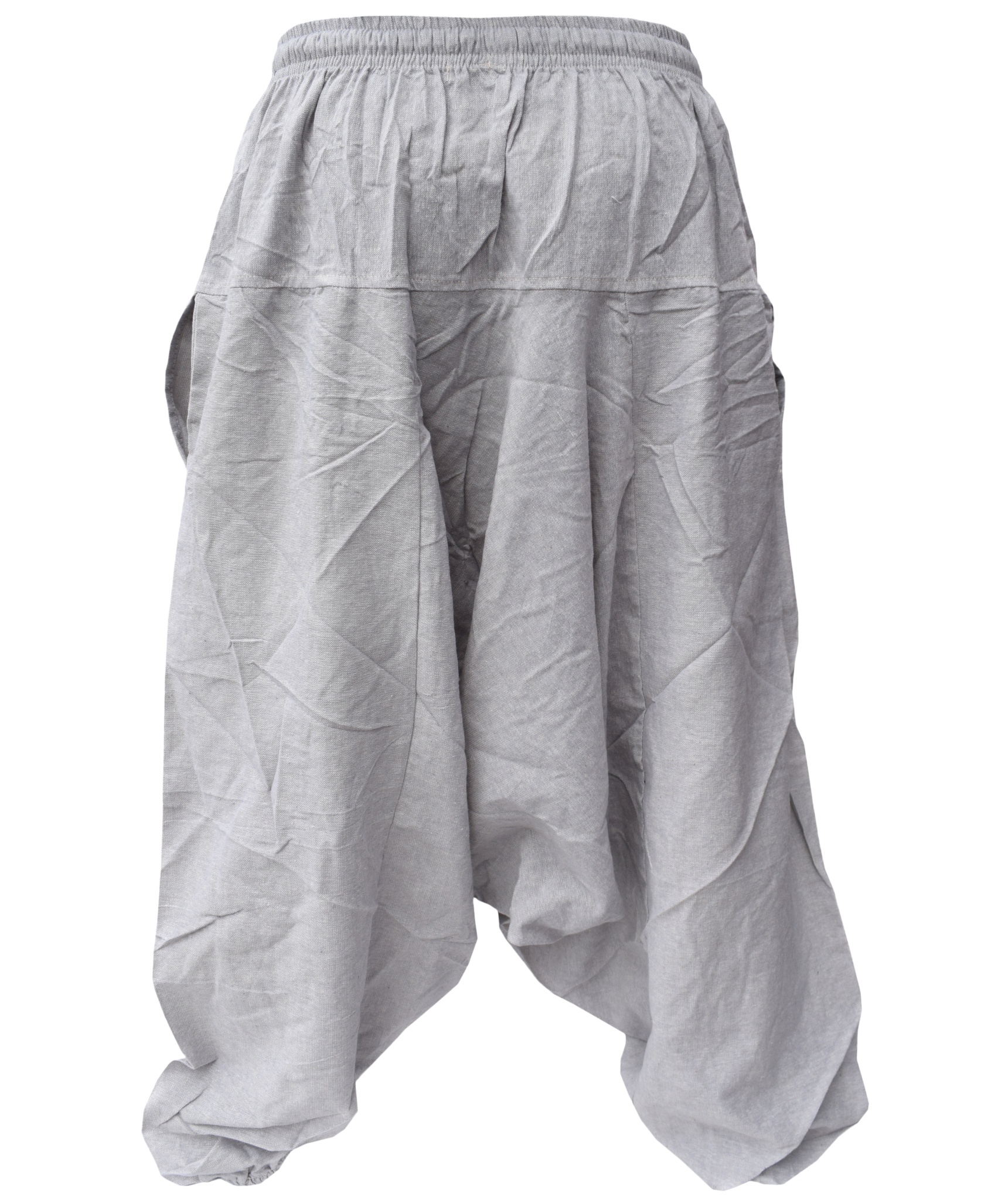 Hemp Cotton Wide Crotch Ninja Harem Pants-3663