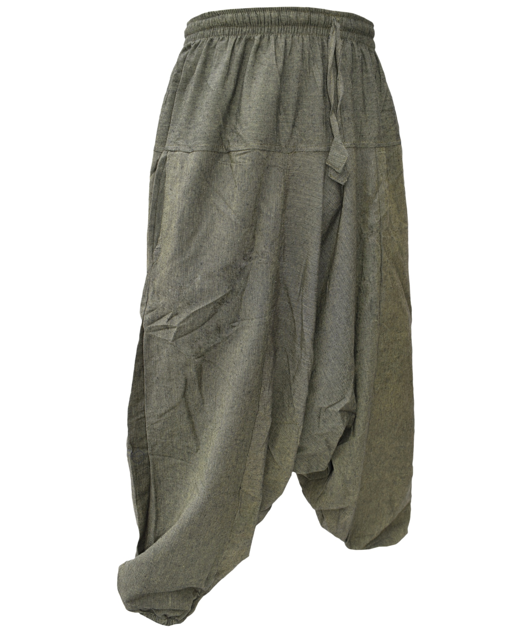 Hemp Cotton Wide Crotch Ninja Harem Pants-3665