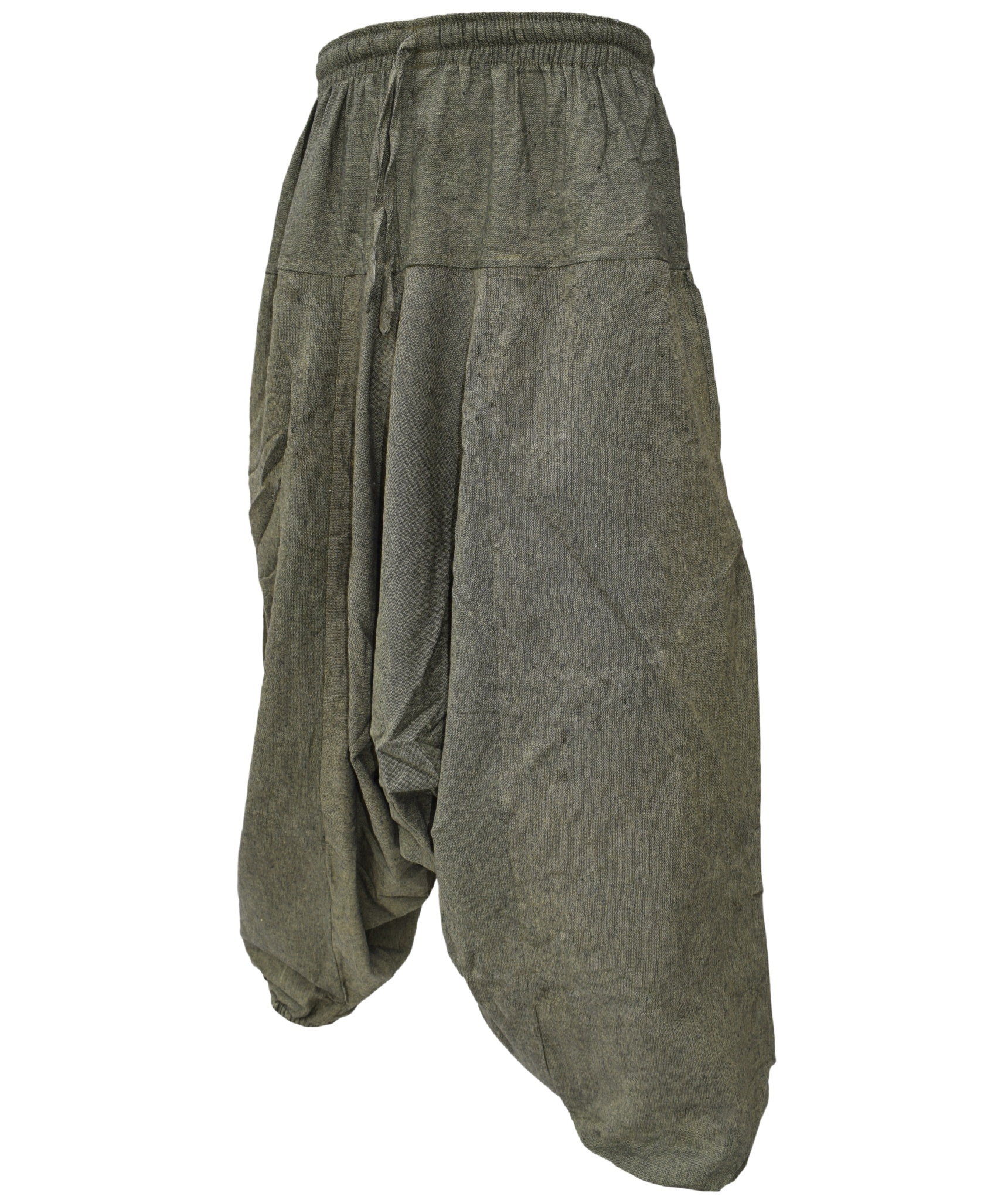Hemp Cotton Wide Crotch Ninja Harem Pants-3666