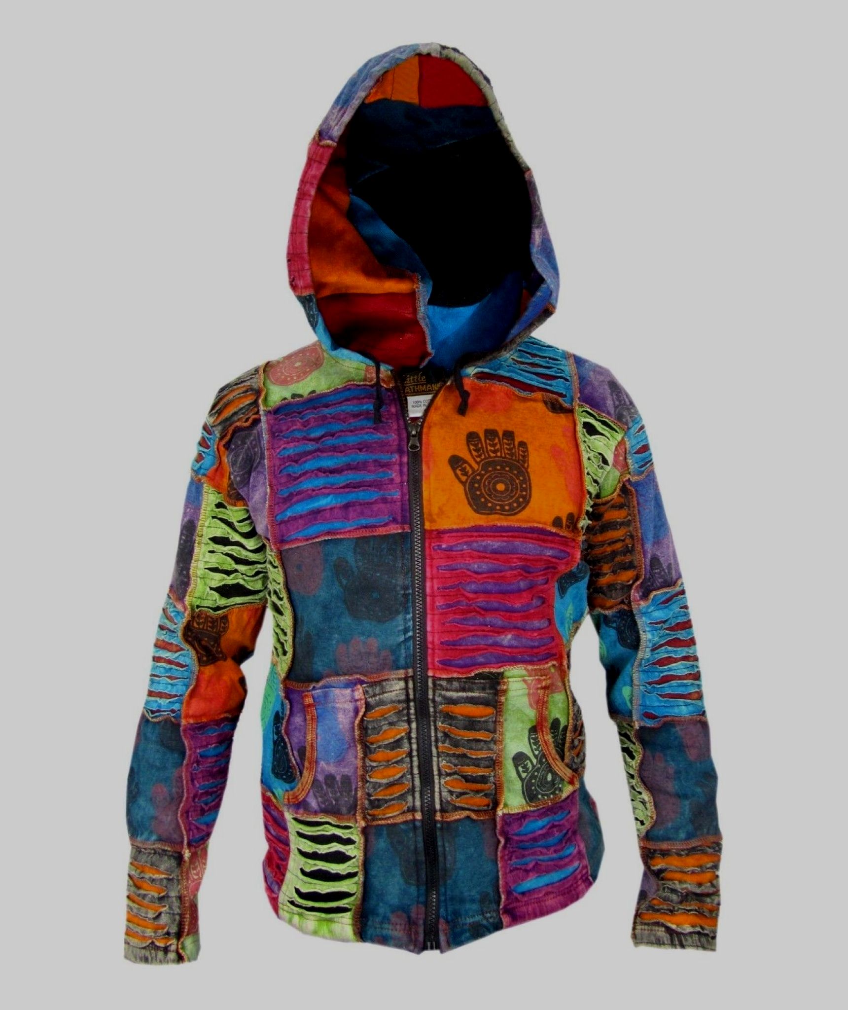 Henna Handprint Mens Boho Hoody-71