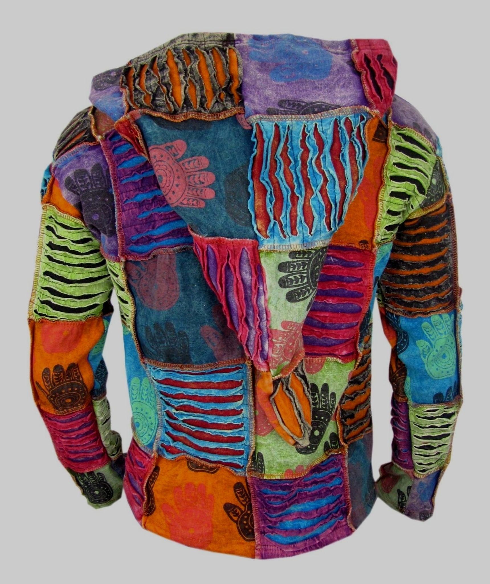 Henna Handprint Mens Boho Hoody-659