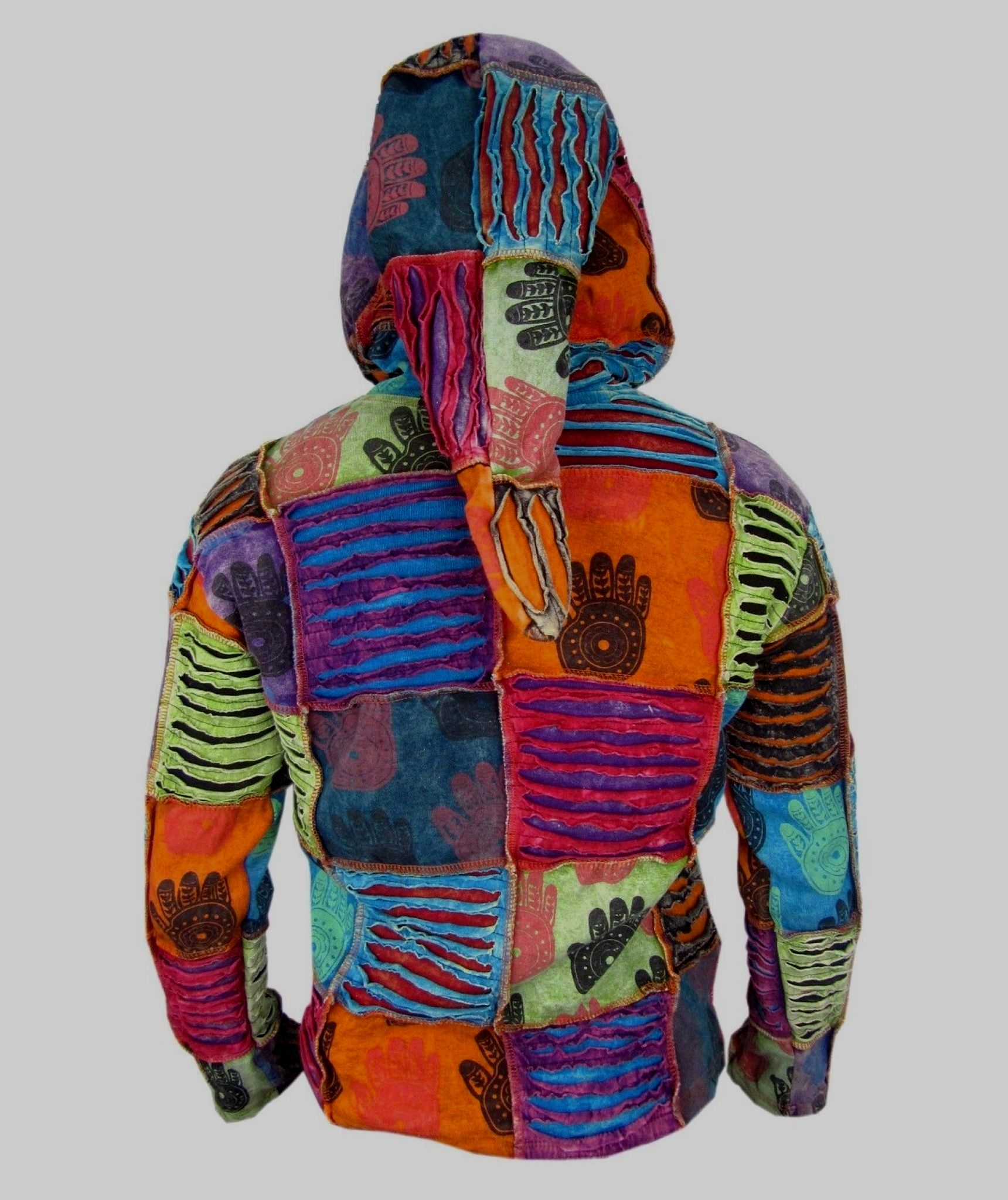Henna Handprint Mens Boho Hoody-660