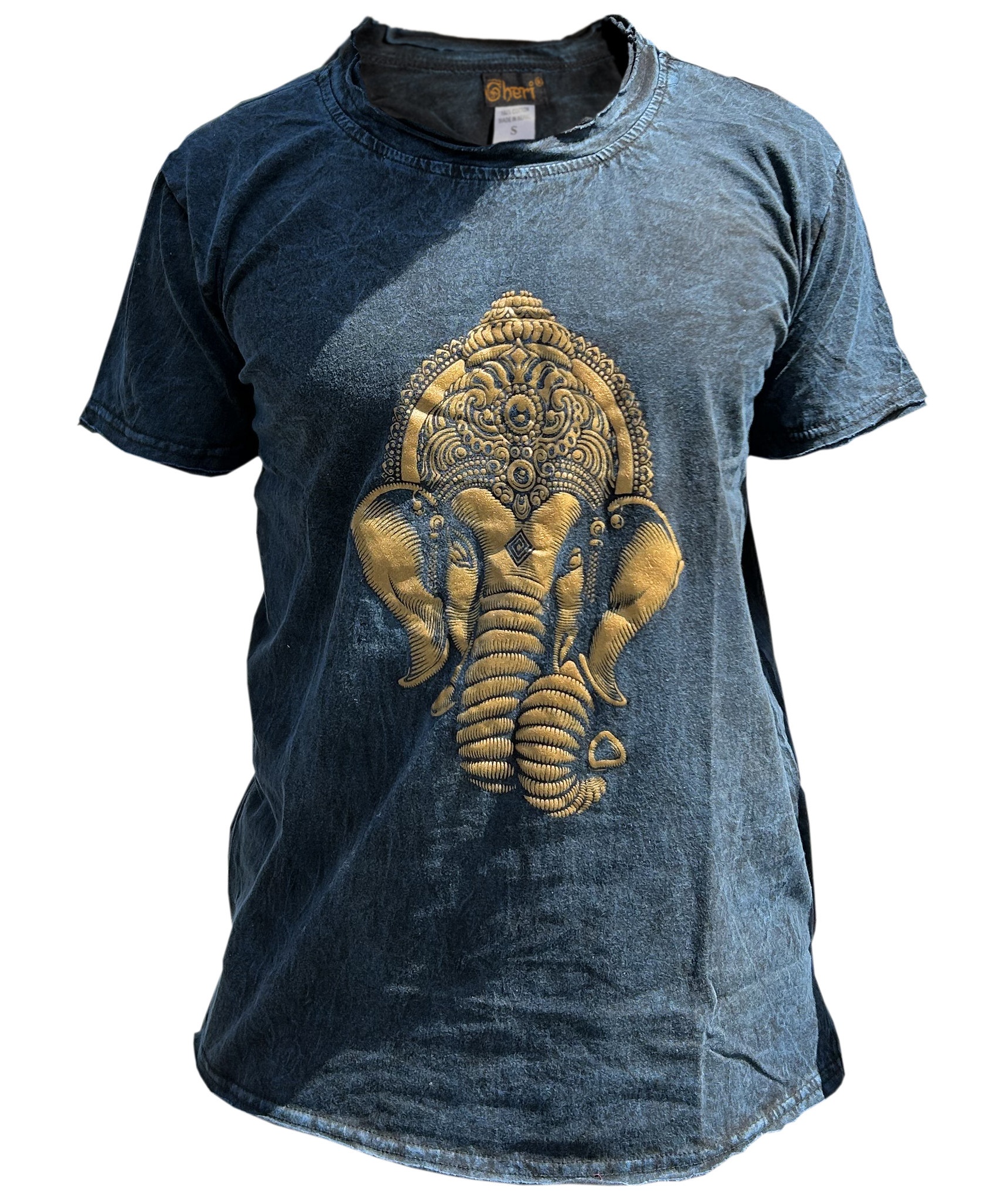 Mens Frayed Ganesh Print T-shirt-4425