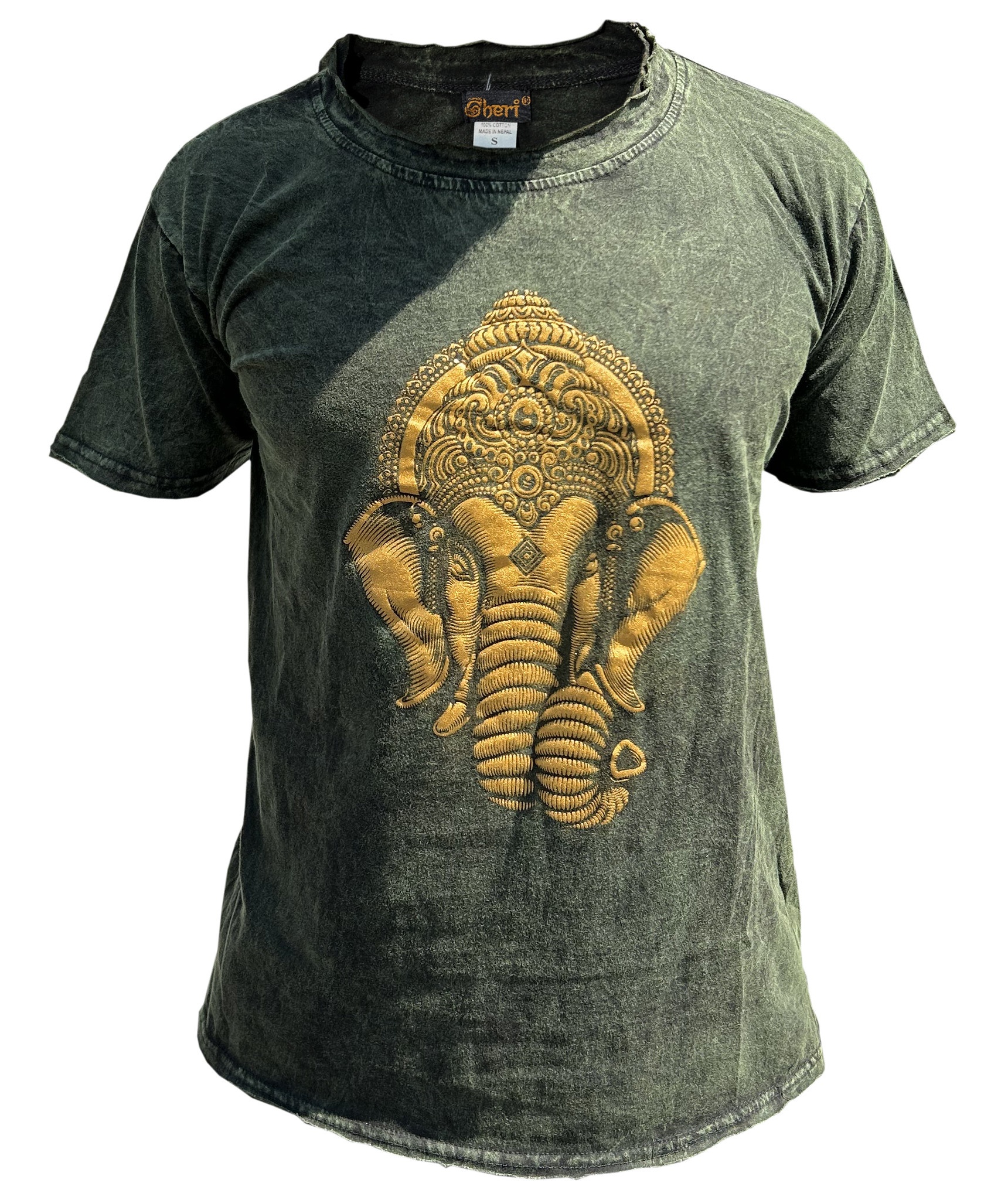 Mens Frayed Ganesh Print T-shirt-4427