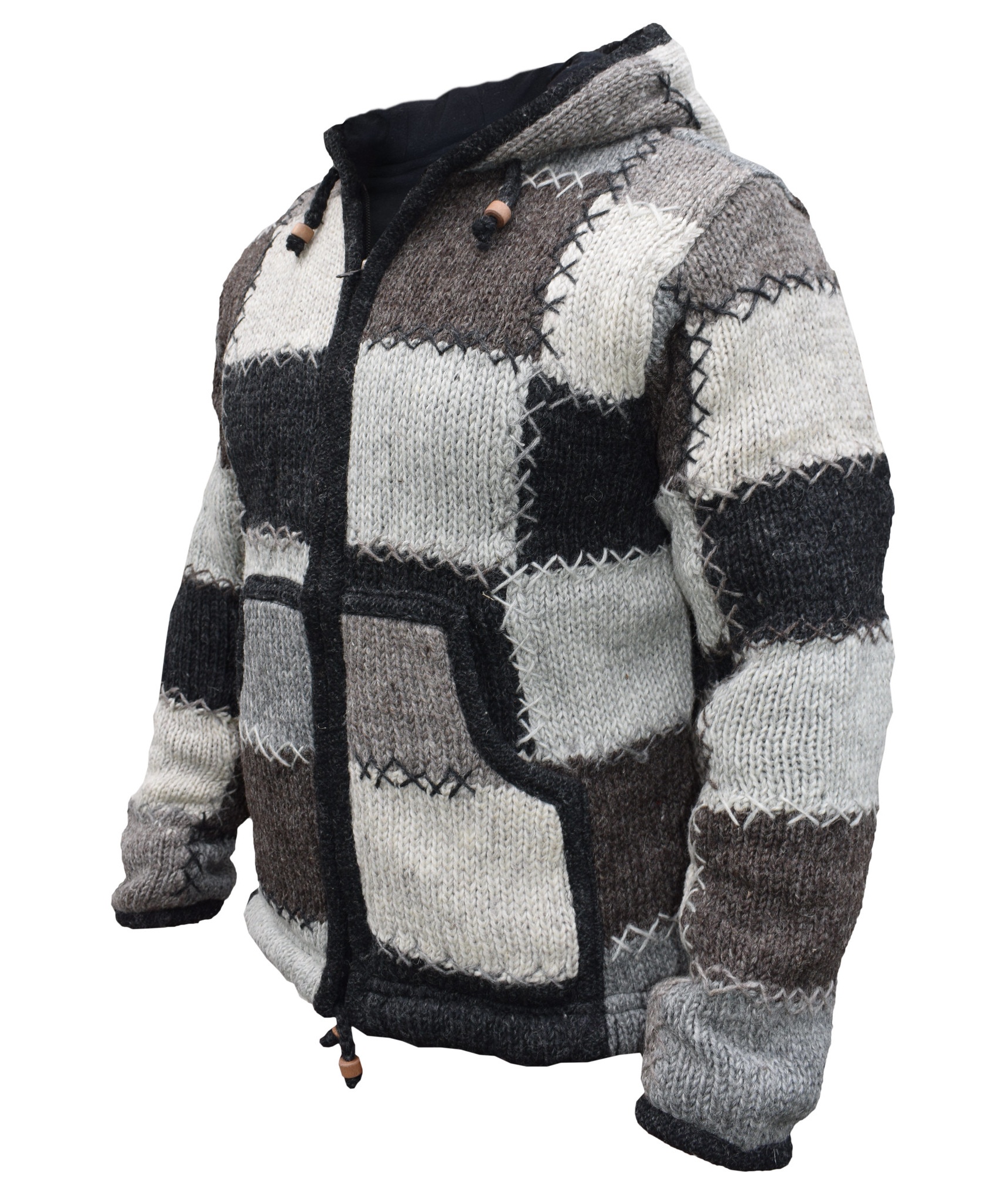 Neutral Plain Patch Wool Jacket-4105