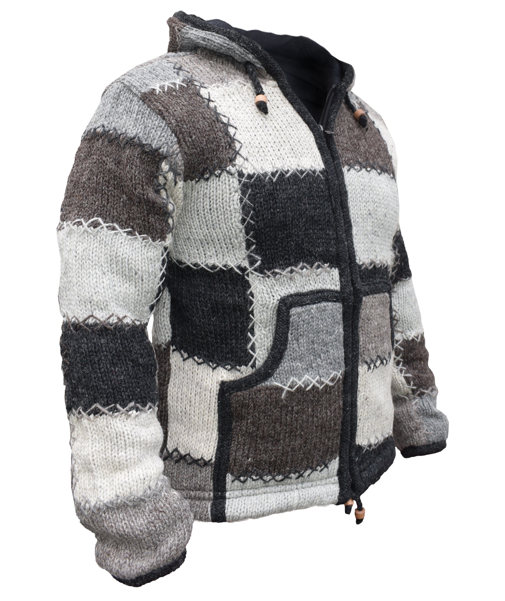 Neutral Plain Patch Wool Jacket-4106