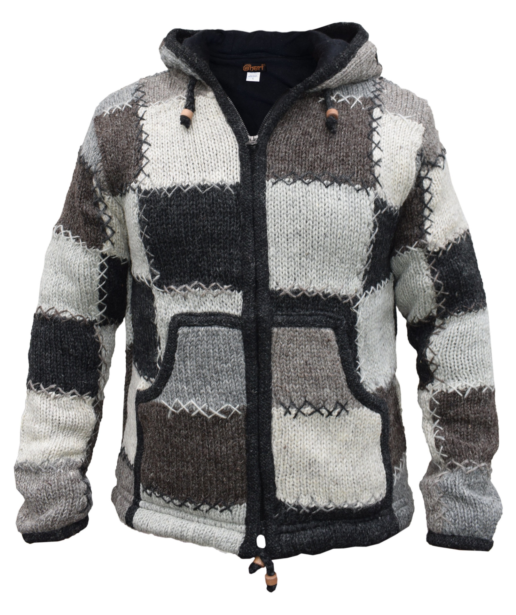 Neutral Plain Patch Wool Jacket-4107