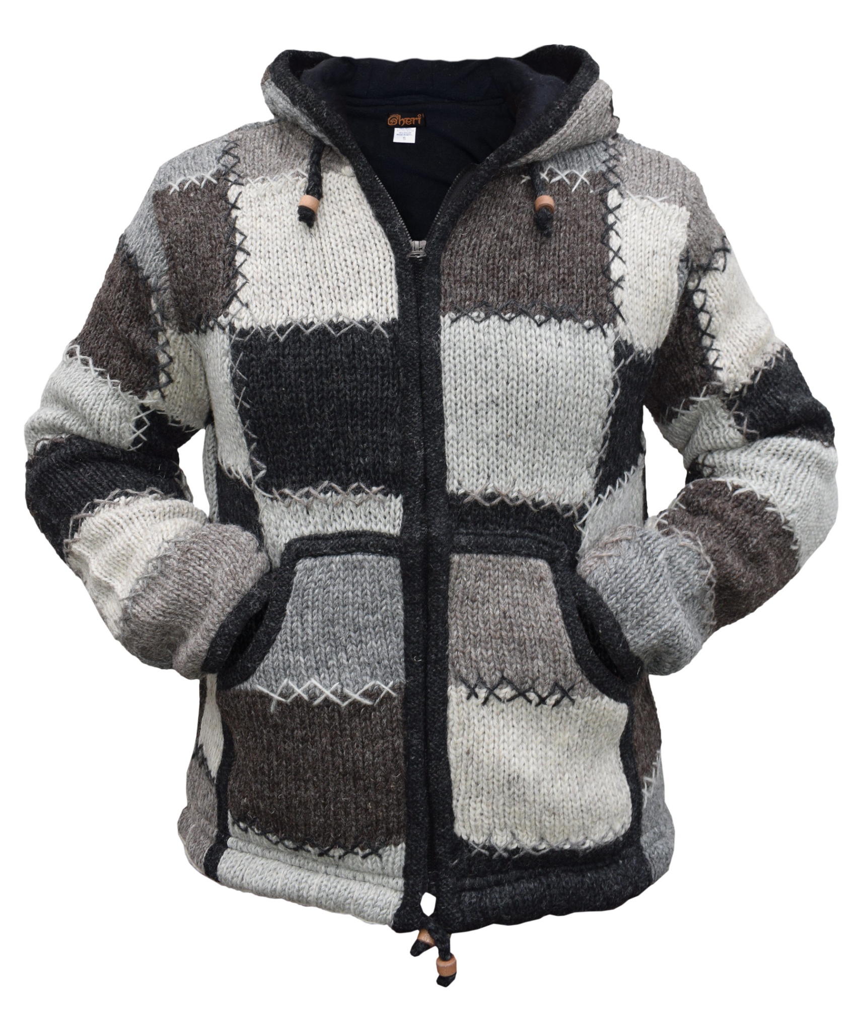 Neutral Plain Patch Wool Jacket-4109