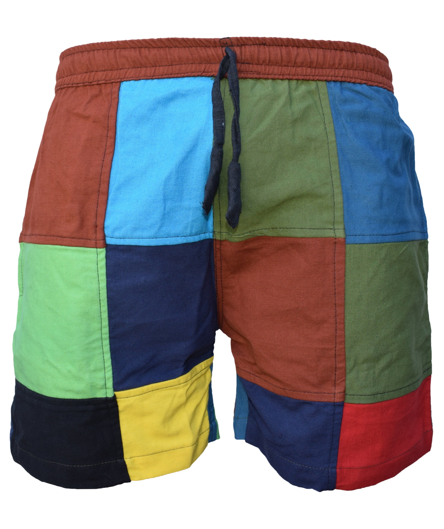 Patchwork Colourful Cotton Pull On Shorts-4617