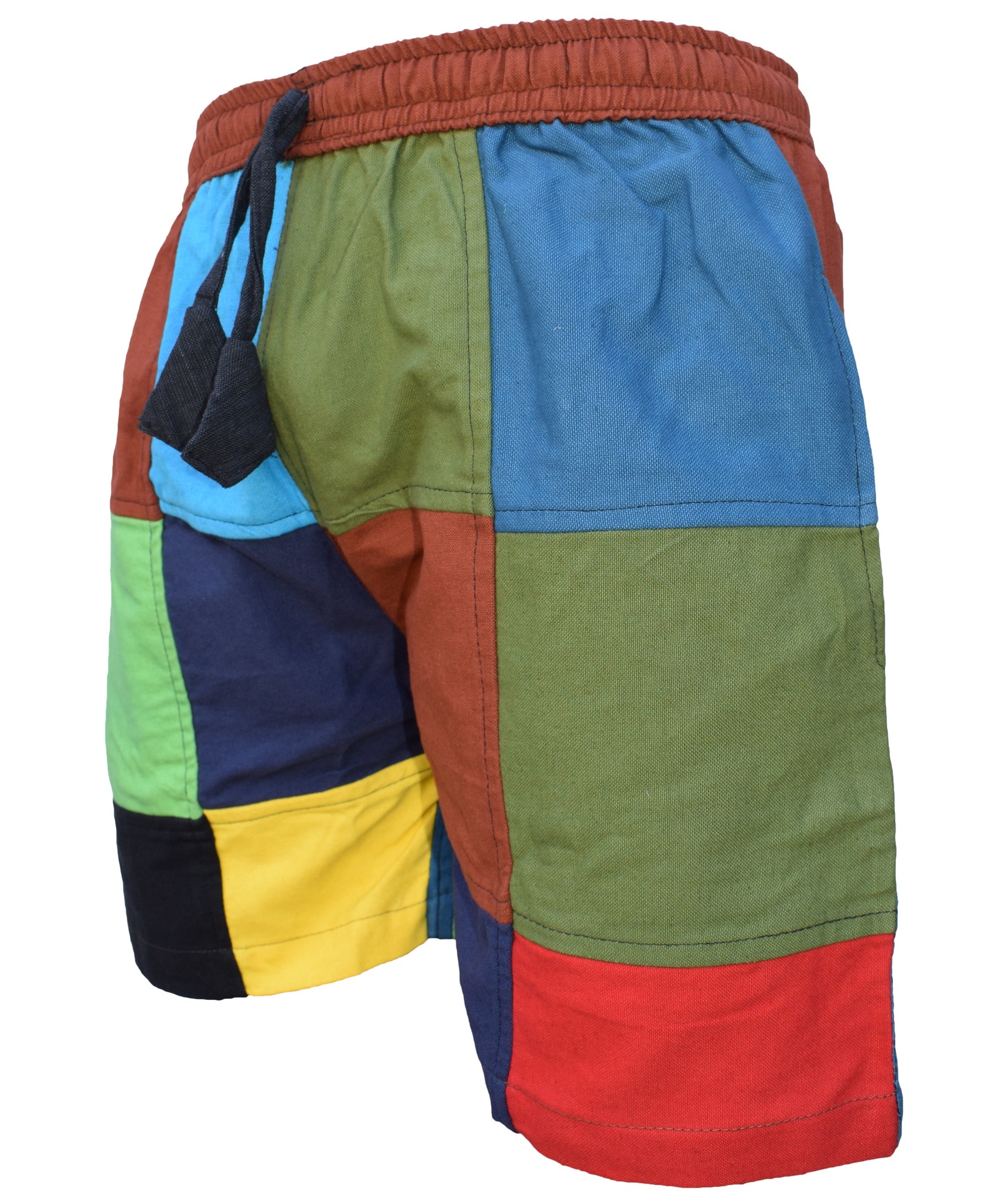 Patchwork Colourful Cotton Pull On Shorts-4618