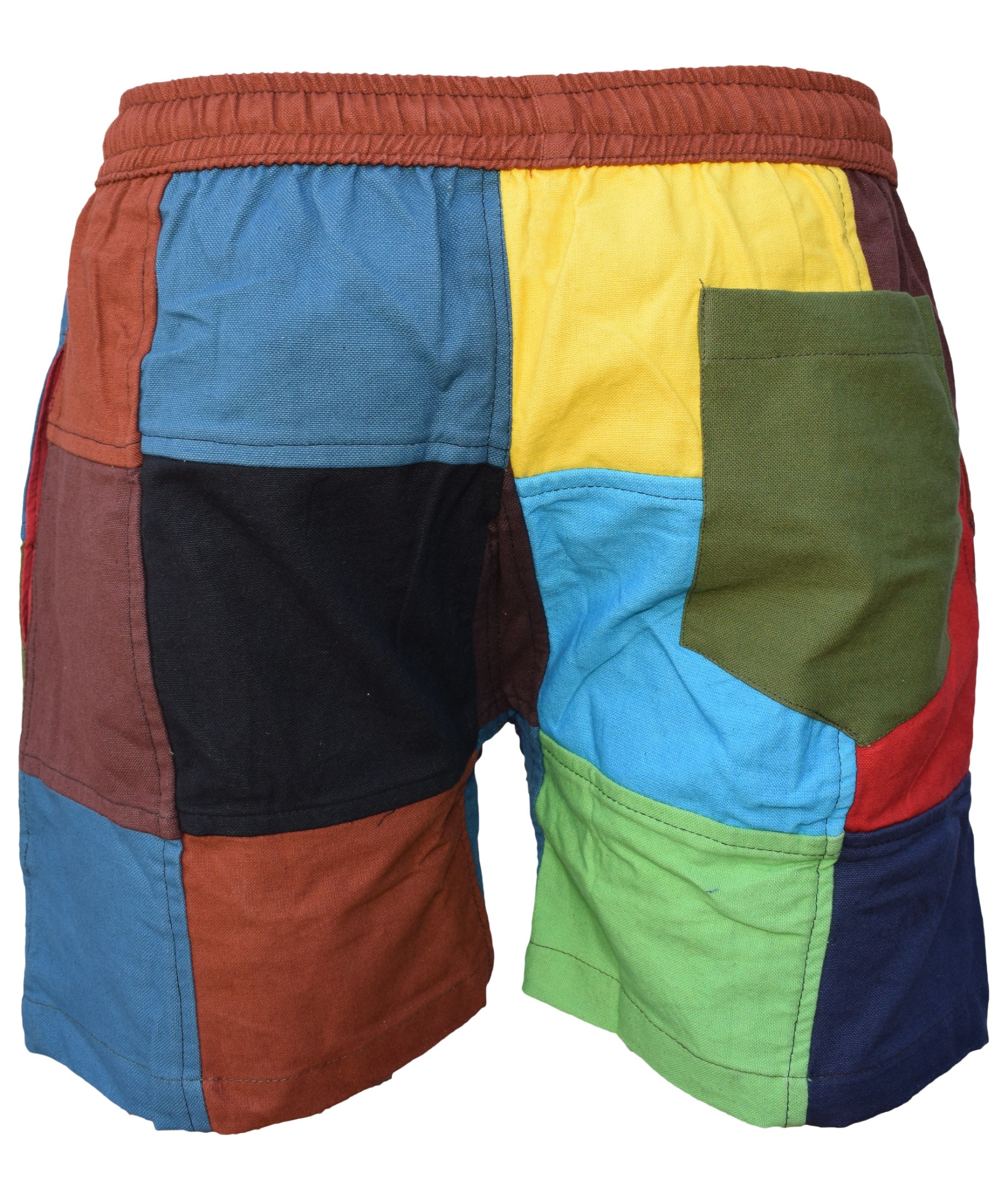 Patchwork Colourful Cotton Pull On Shorts-4619
