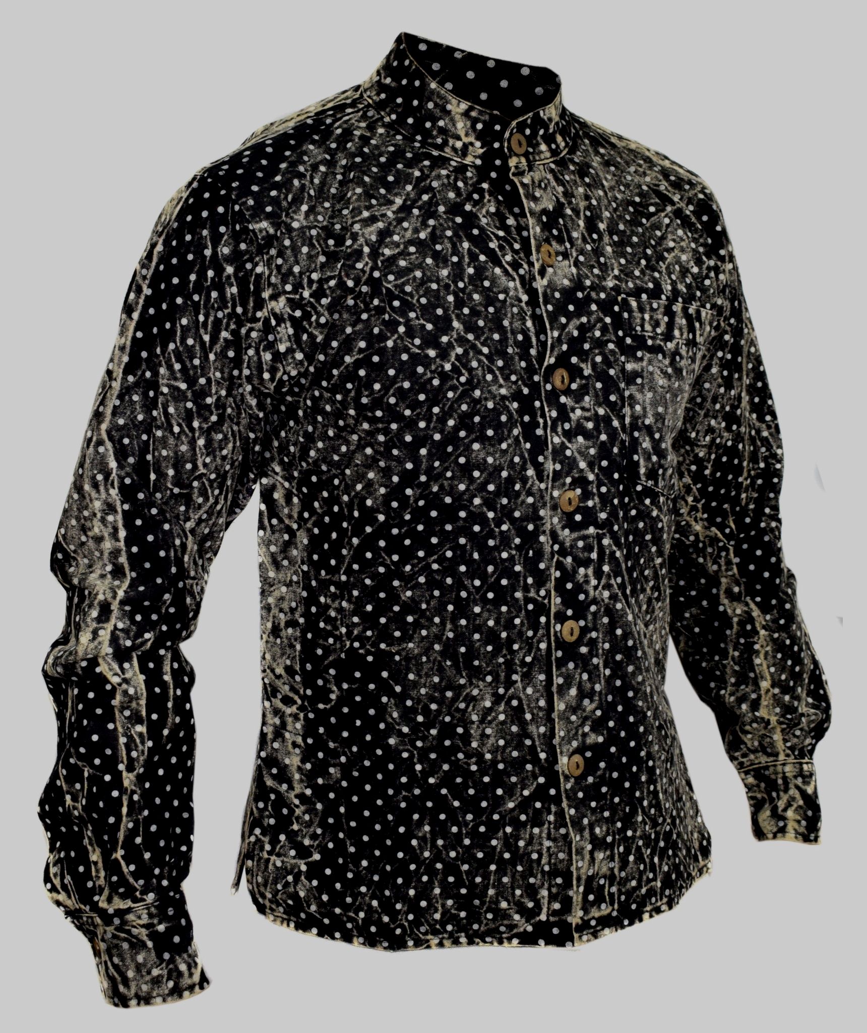 Polka Dot Stonewashed Cotton Shirt-982