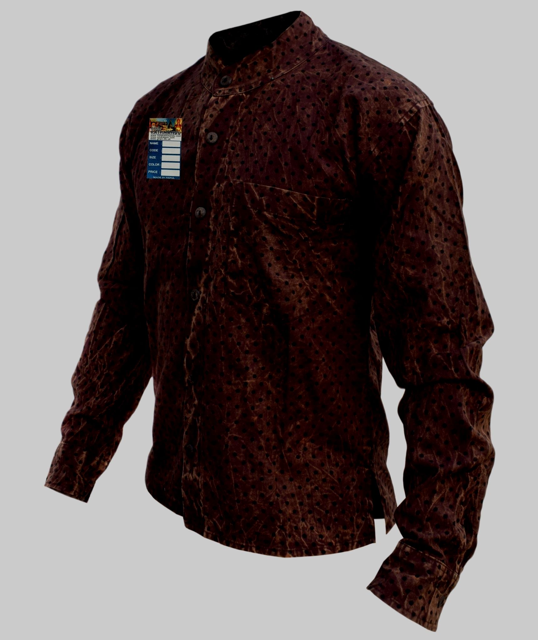 Polka Dot Stonewashed Cotton Shirt-1371