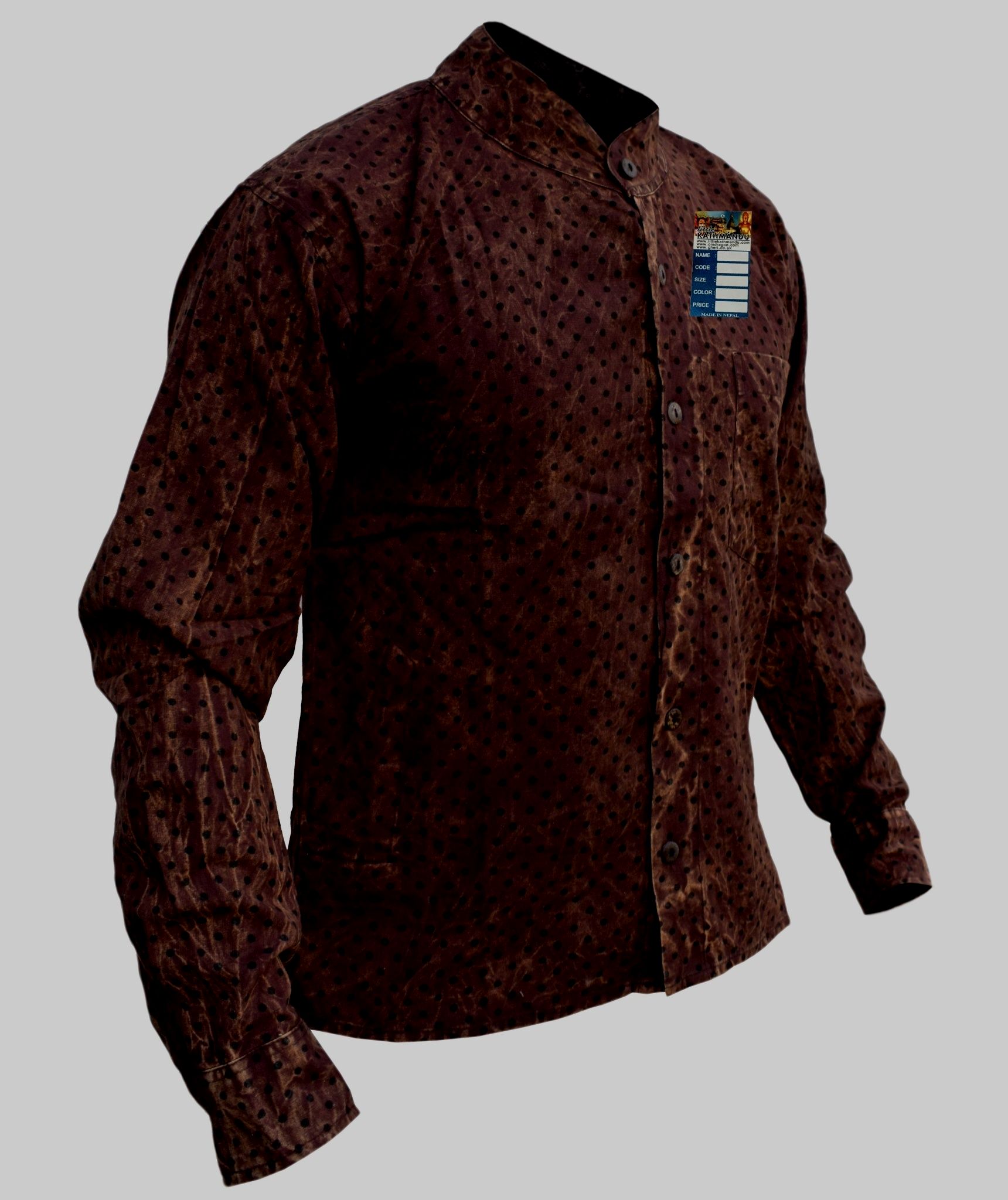 Polka Dot Stonewashed Cotton Shirt-1372