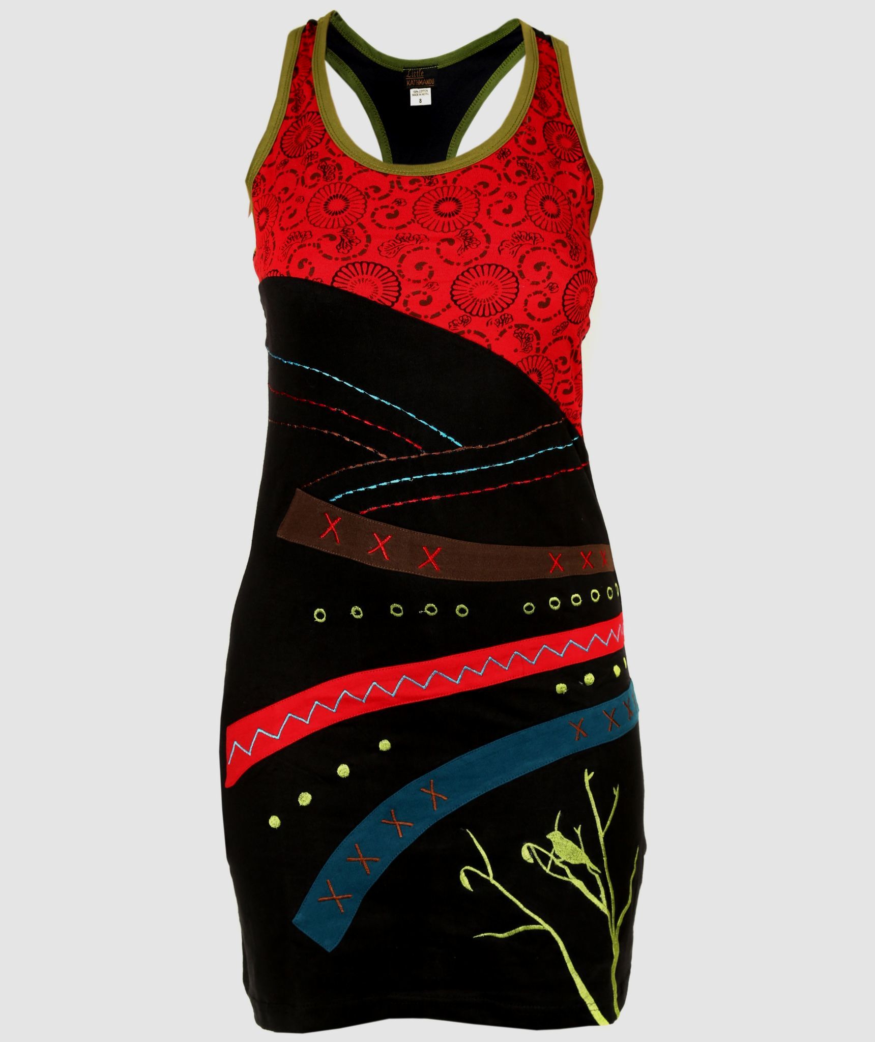 Racer Back Embroidery Dress-867