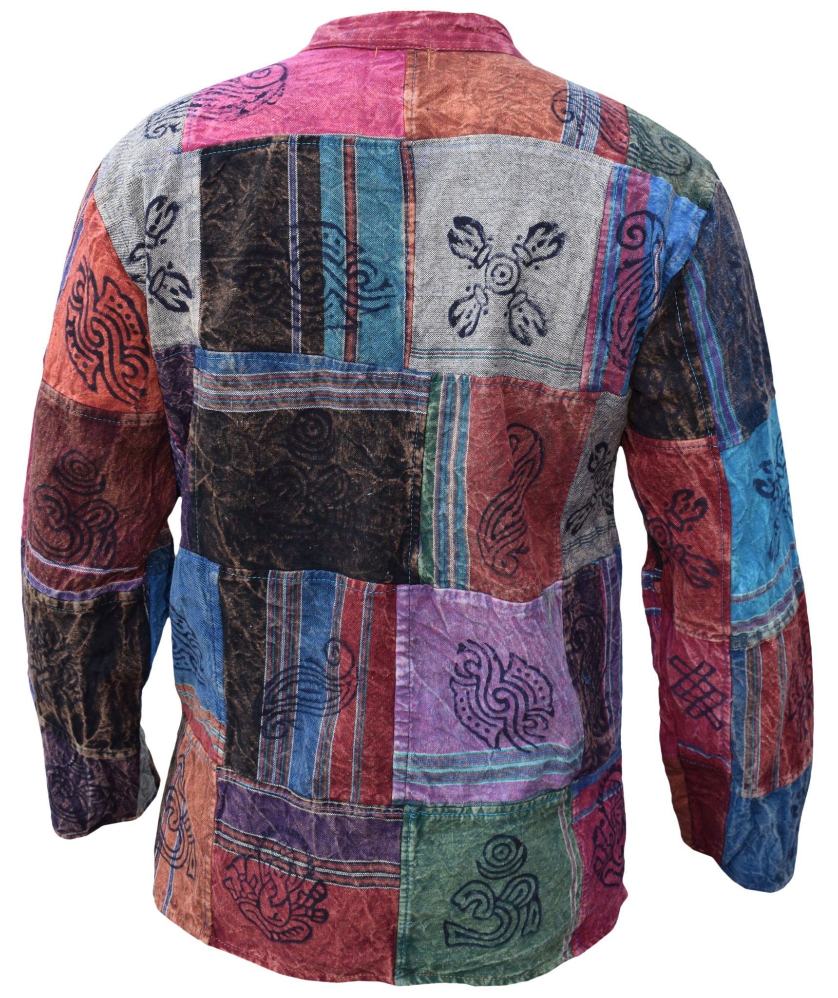 Shyama Patchwork Stonewashed Grandad Shirt-3195