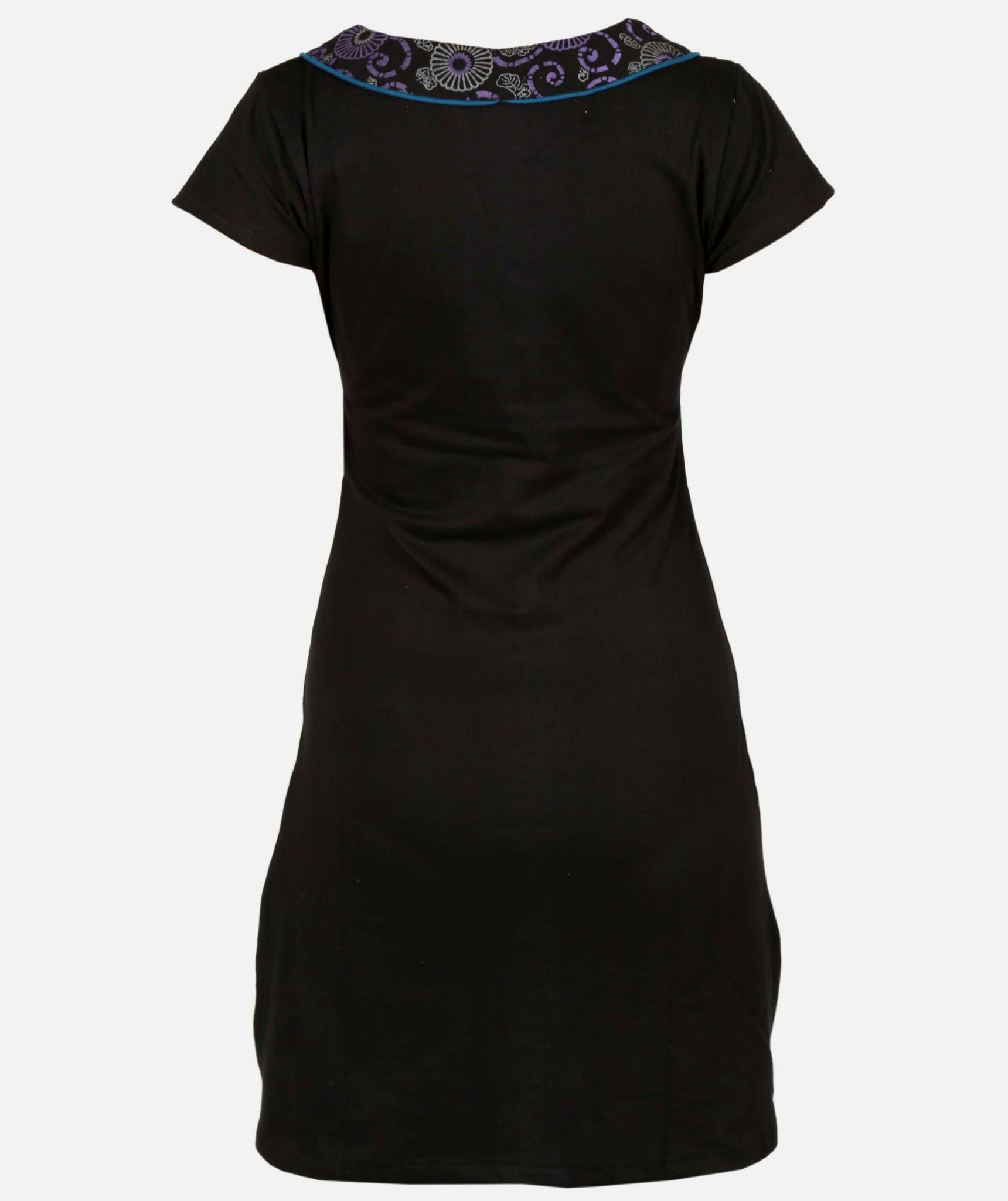 Spiral Embroidery Scoop Neck Dress-827