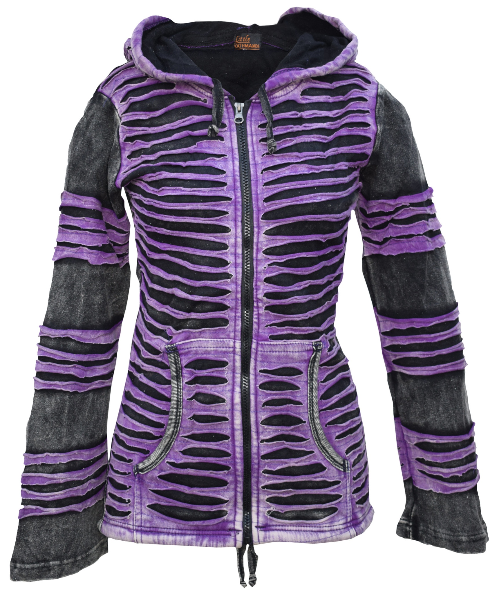 Stonewashed Purple Razorcut Ribs Hoody-5365