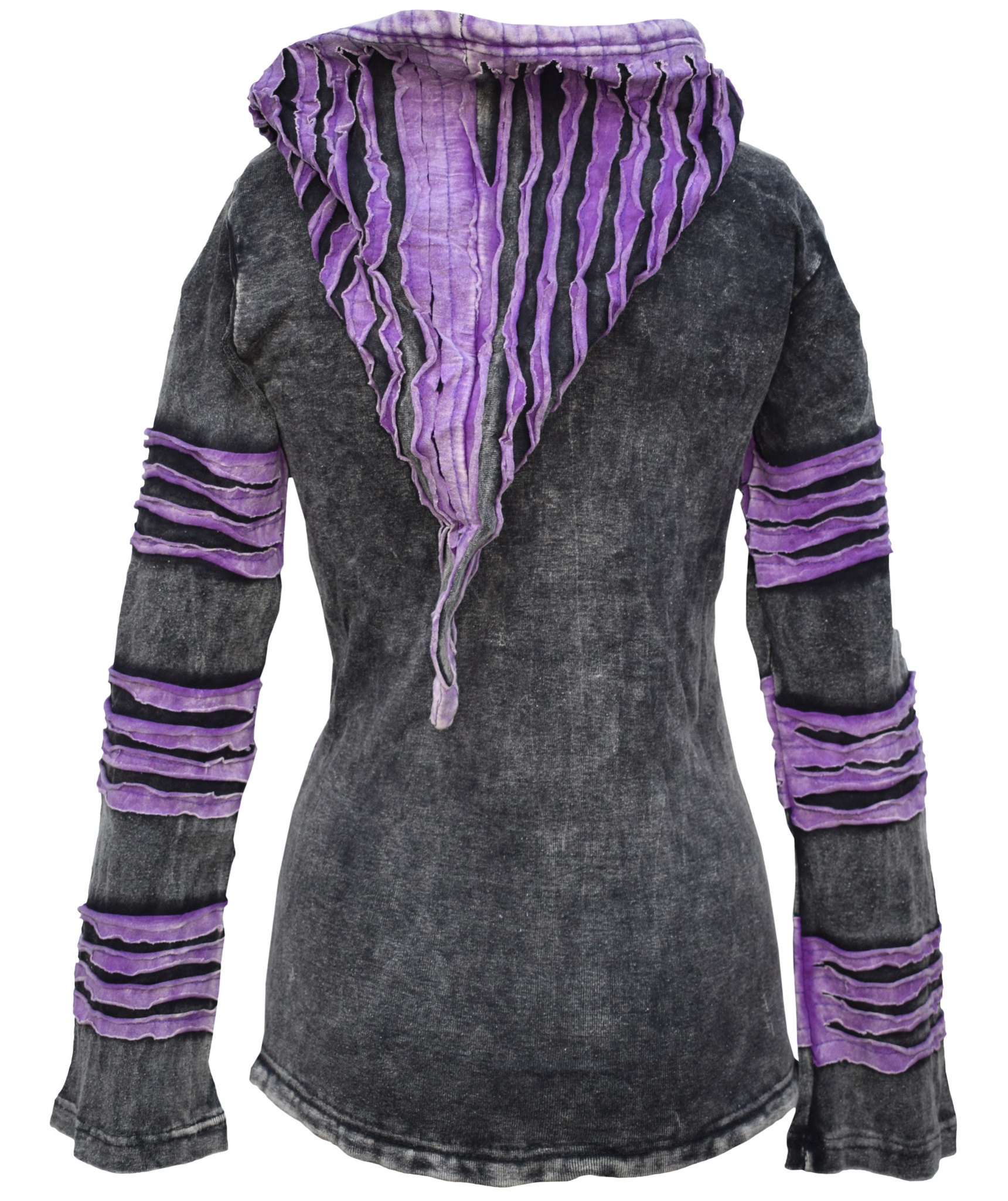 Stonewashed Purple Razorcut Ribs Hoody-5366