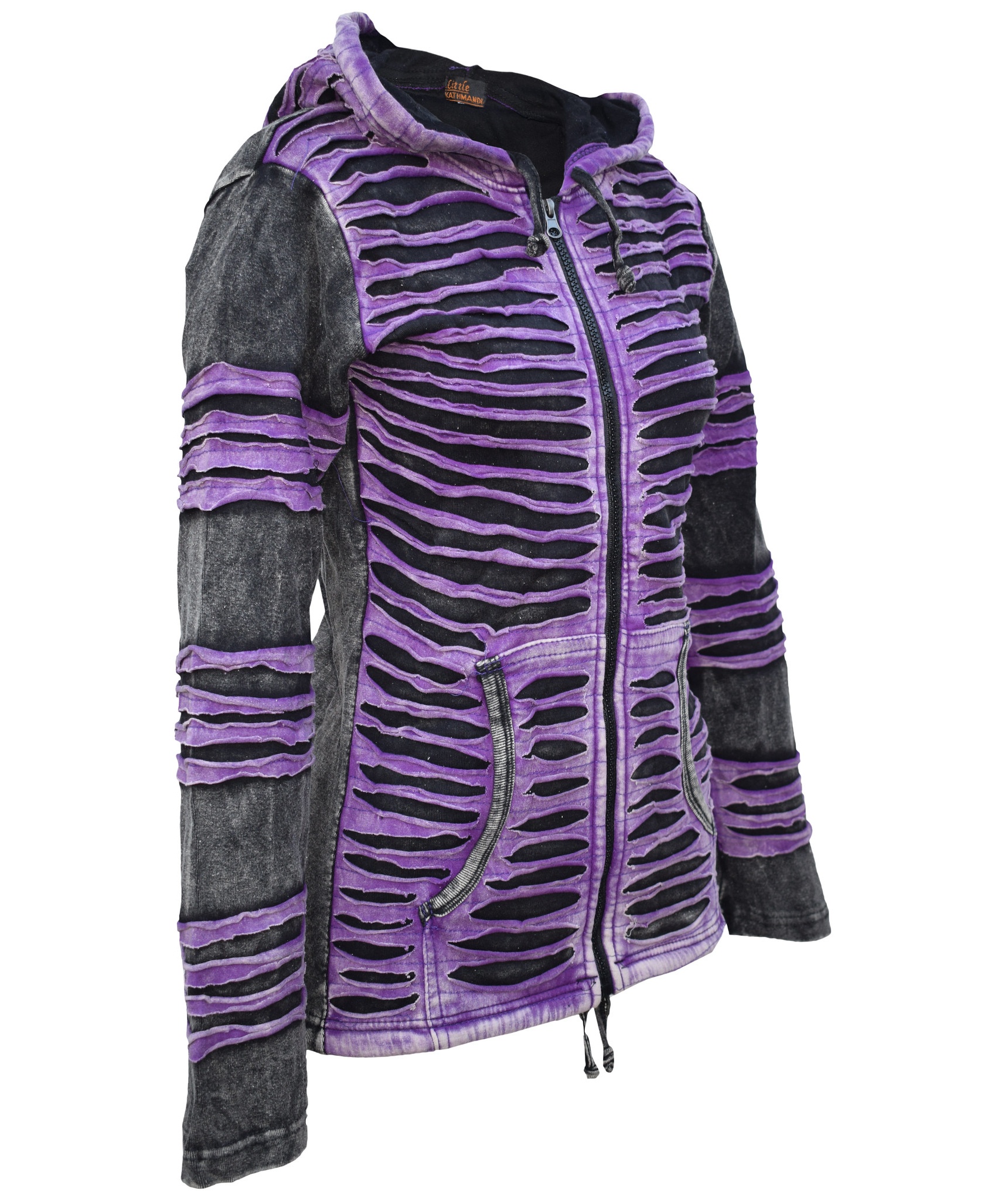 Stonewashed Purple Razorcut Ribs Hoody-5367