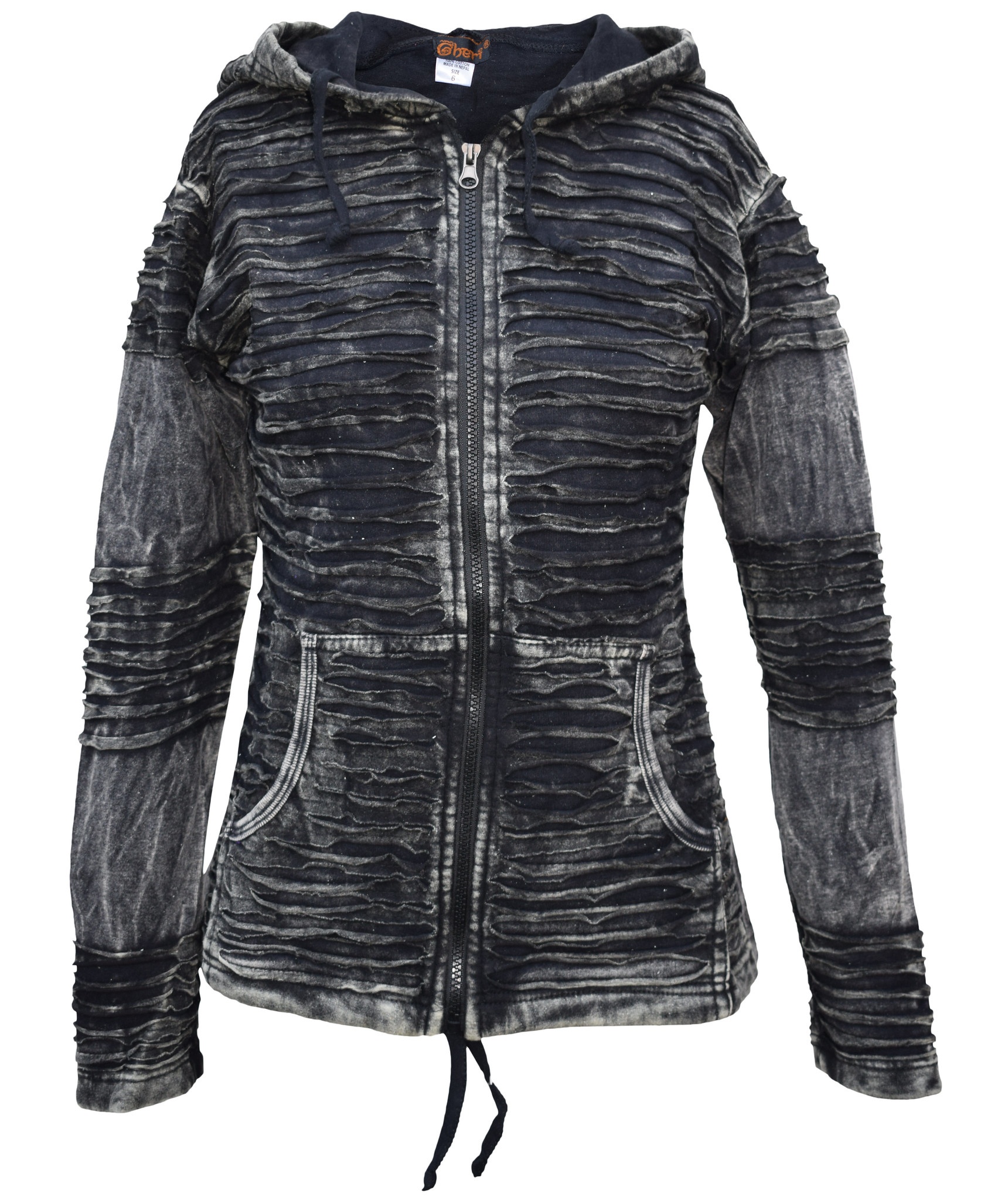 Stonewashed Purple Razorcut Ribs Hoody-5370