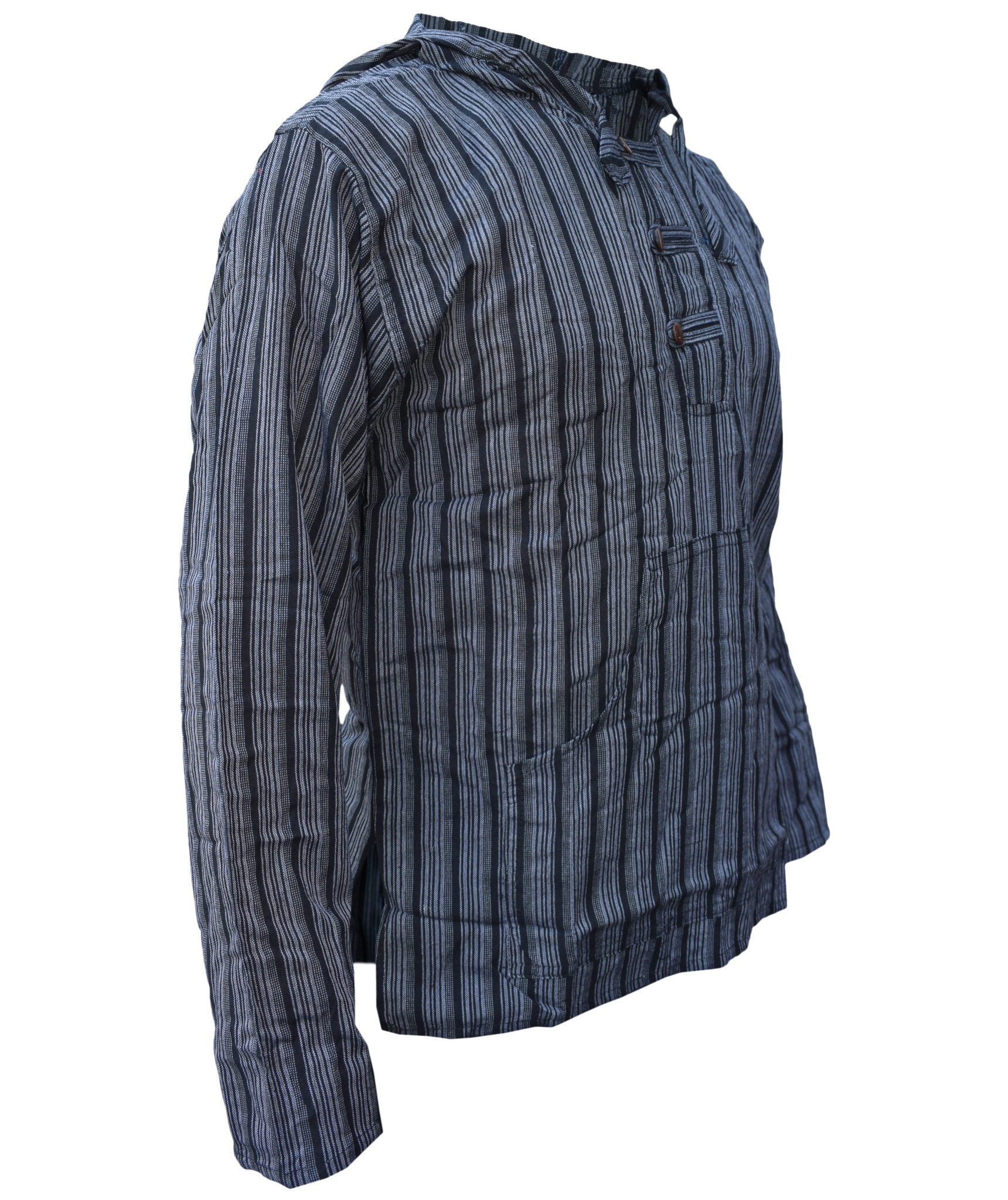 Striped Grandad Hoodie-5205
