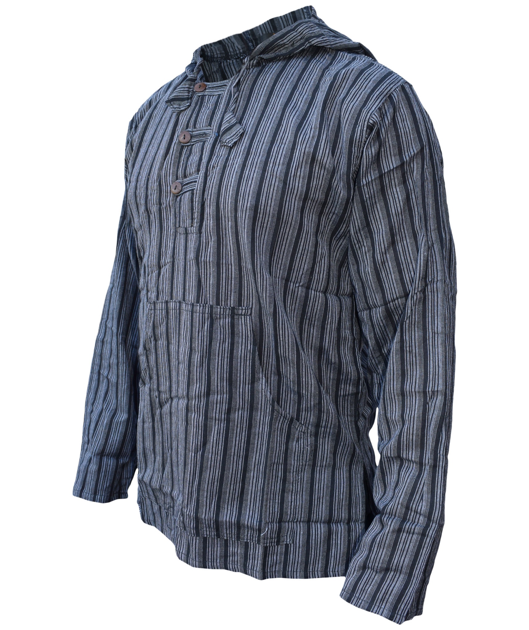 Striped Grandad Hoodie-5206