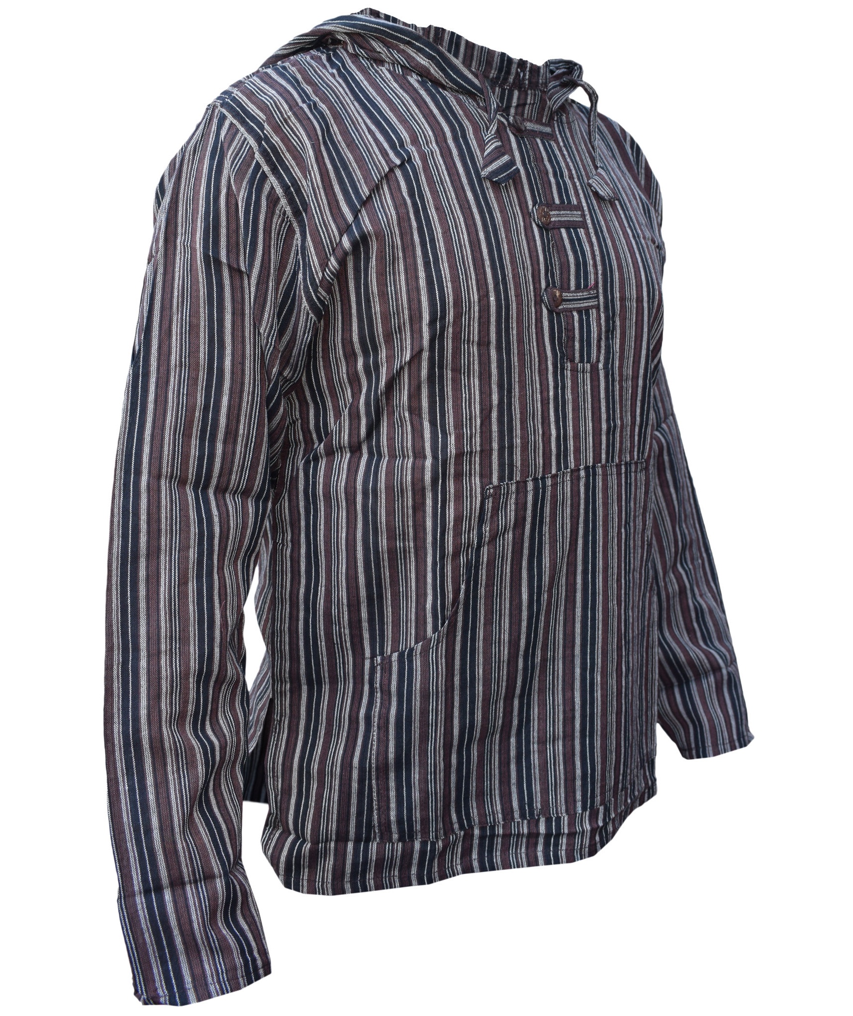 Striped Grandad Hoodie-5209