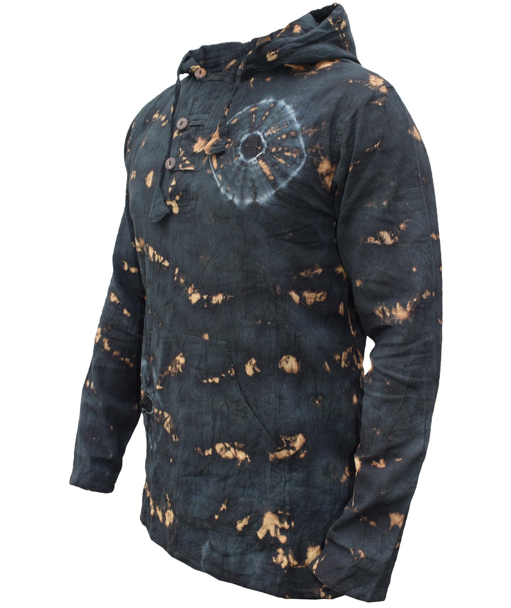 Tiedye Rainbow Spiral  Grandad Hoody-4838