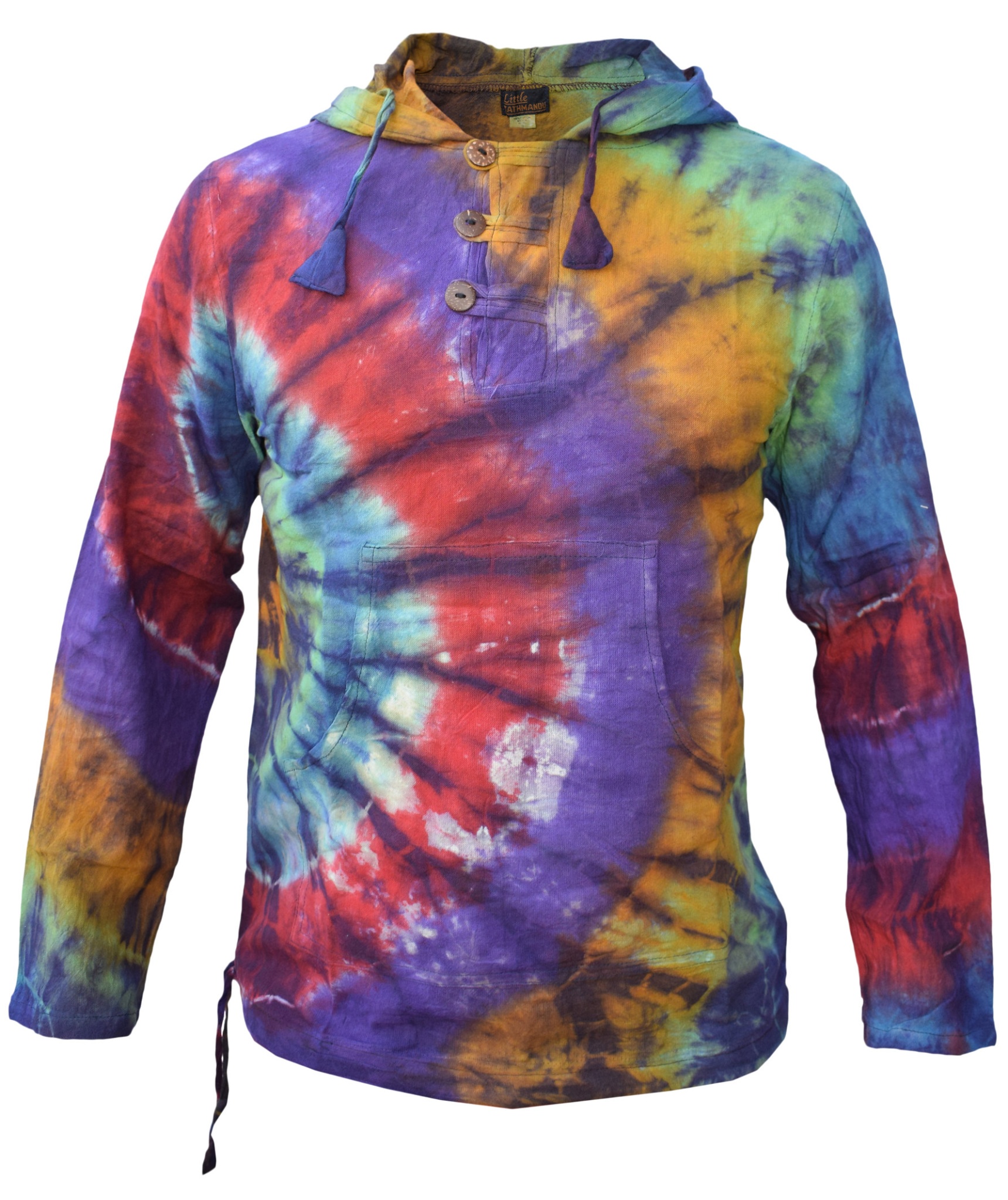 Tiedye Rainbow Spiral  Grandad Hoody-4843