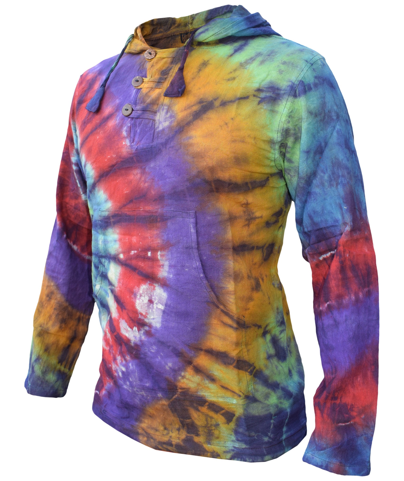 Tiedye Rainbow Spiral  Grandad Hoody-4845