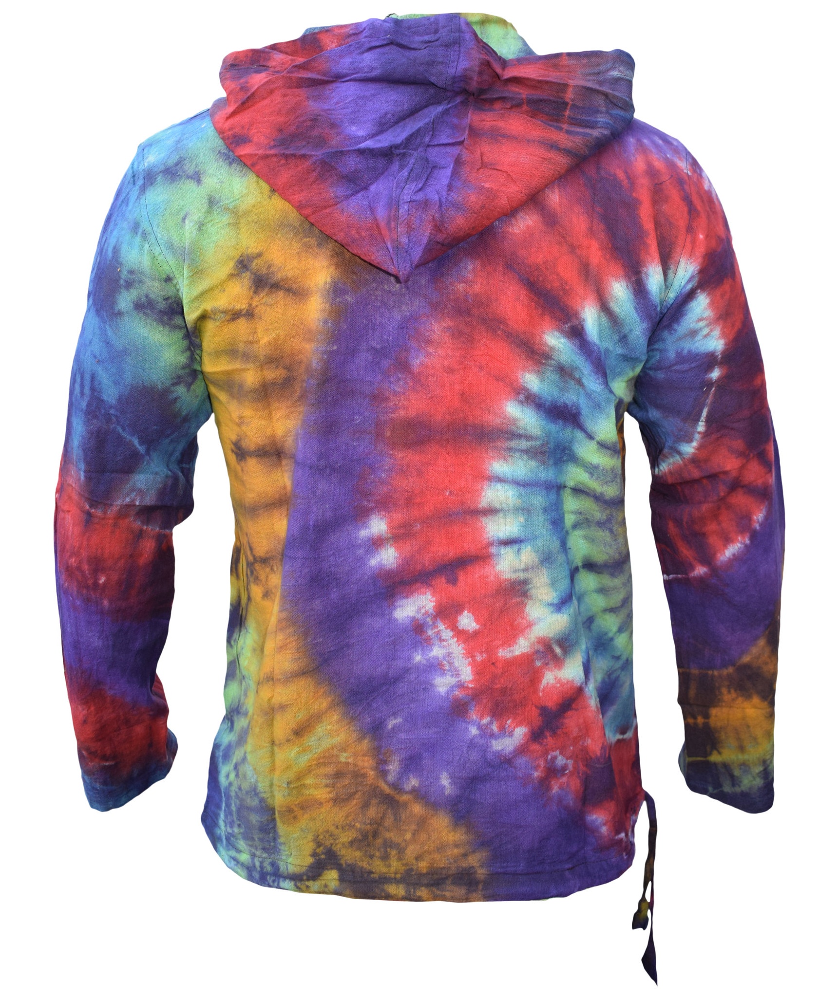 Tiedye Rainbow Spiral  Grandad Hoody-4846