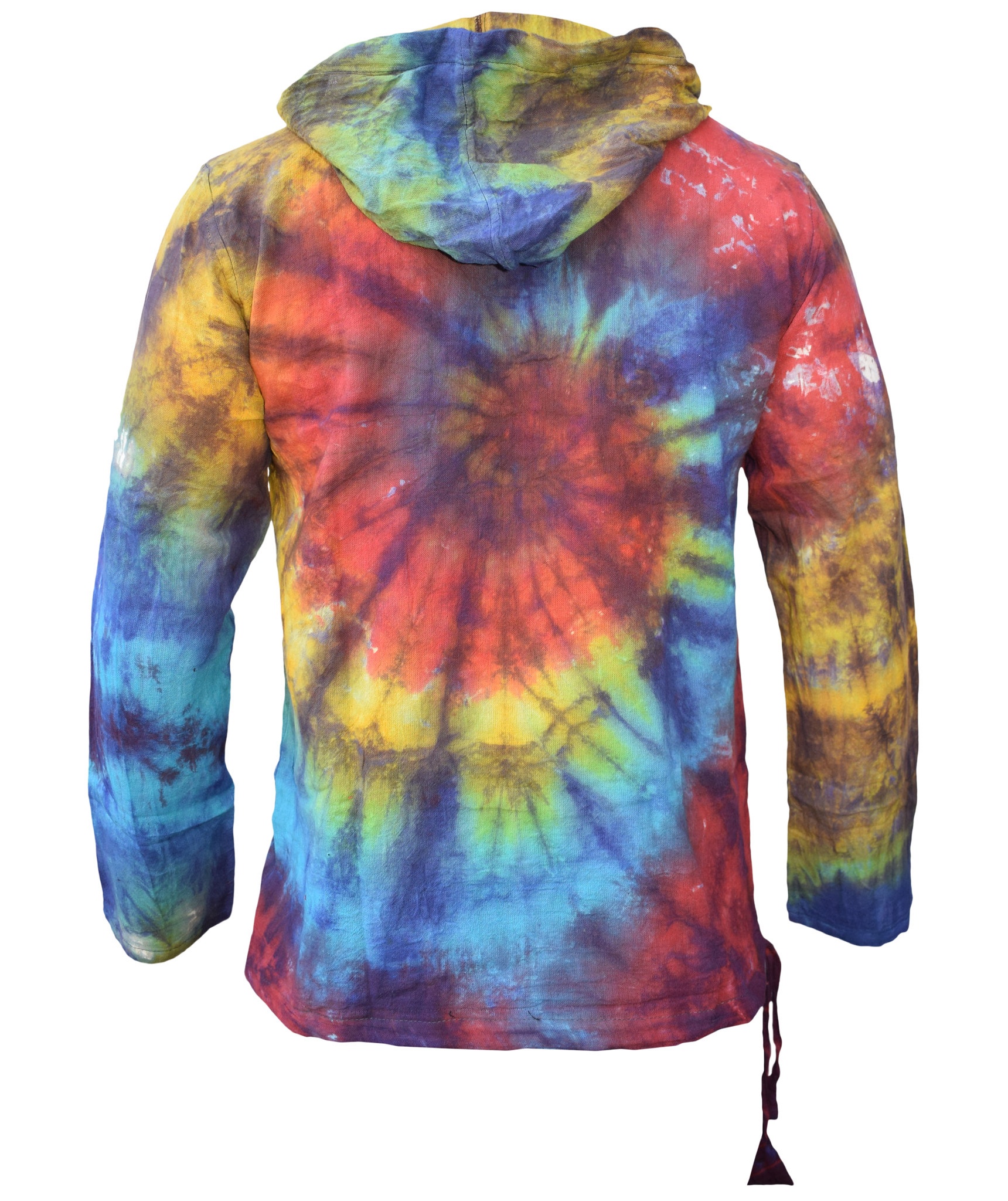 Tiedye Rainbow Spiral  Grandad Hoody-4847