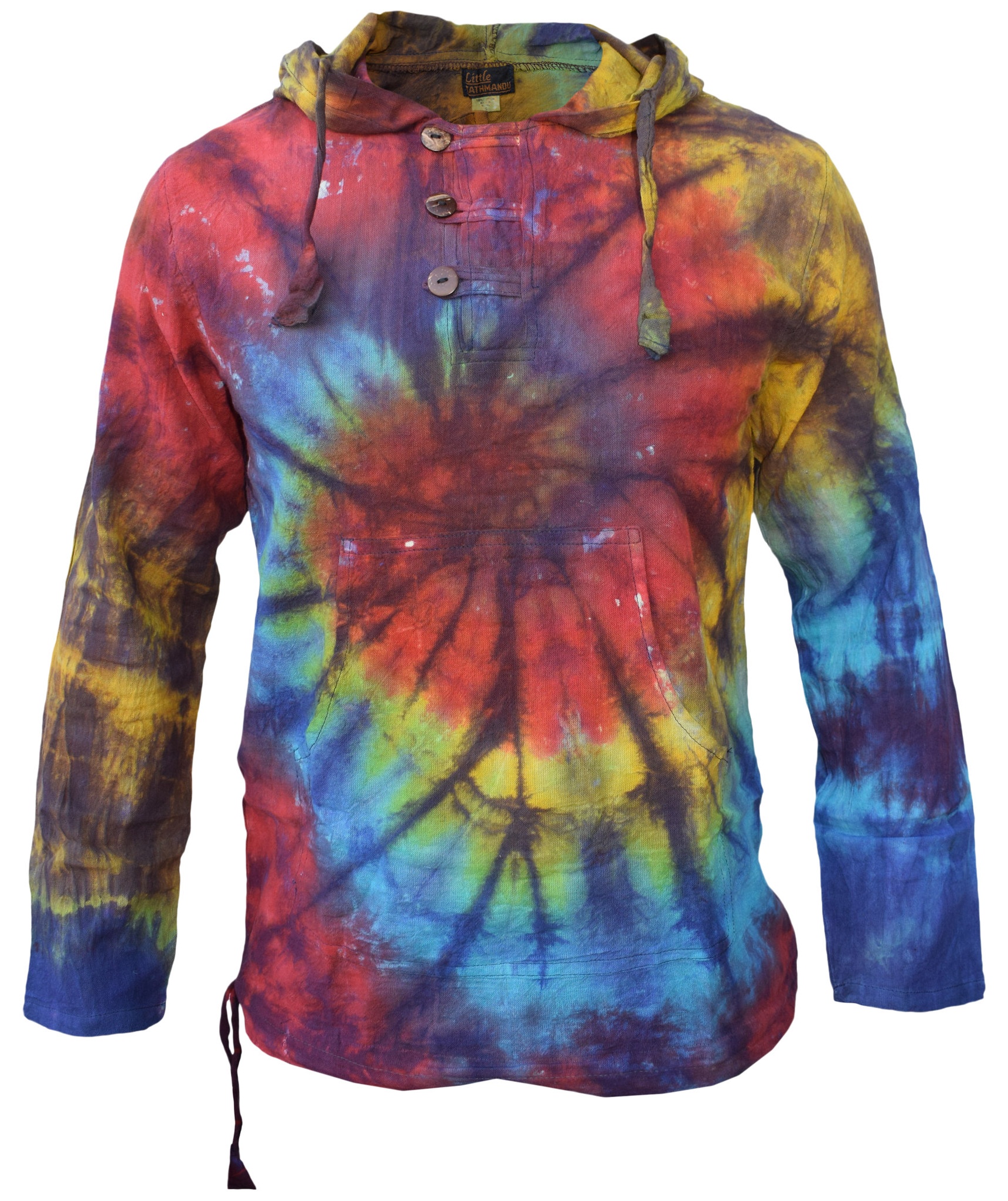 Tiedye Rainbow Spiral  Grandad Hoody-4848